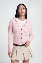 Cable Knit Hooded Cardigan