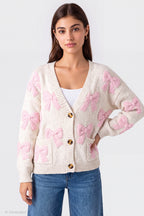 Chenille Embroidered Button Front Cardigan