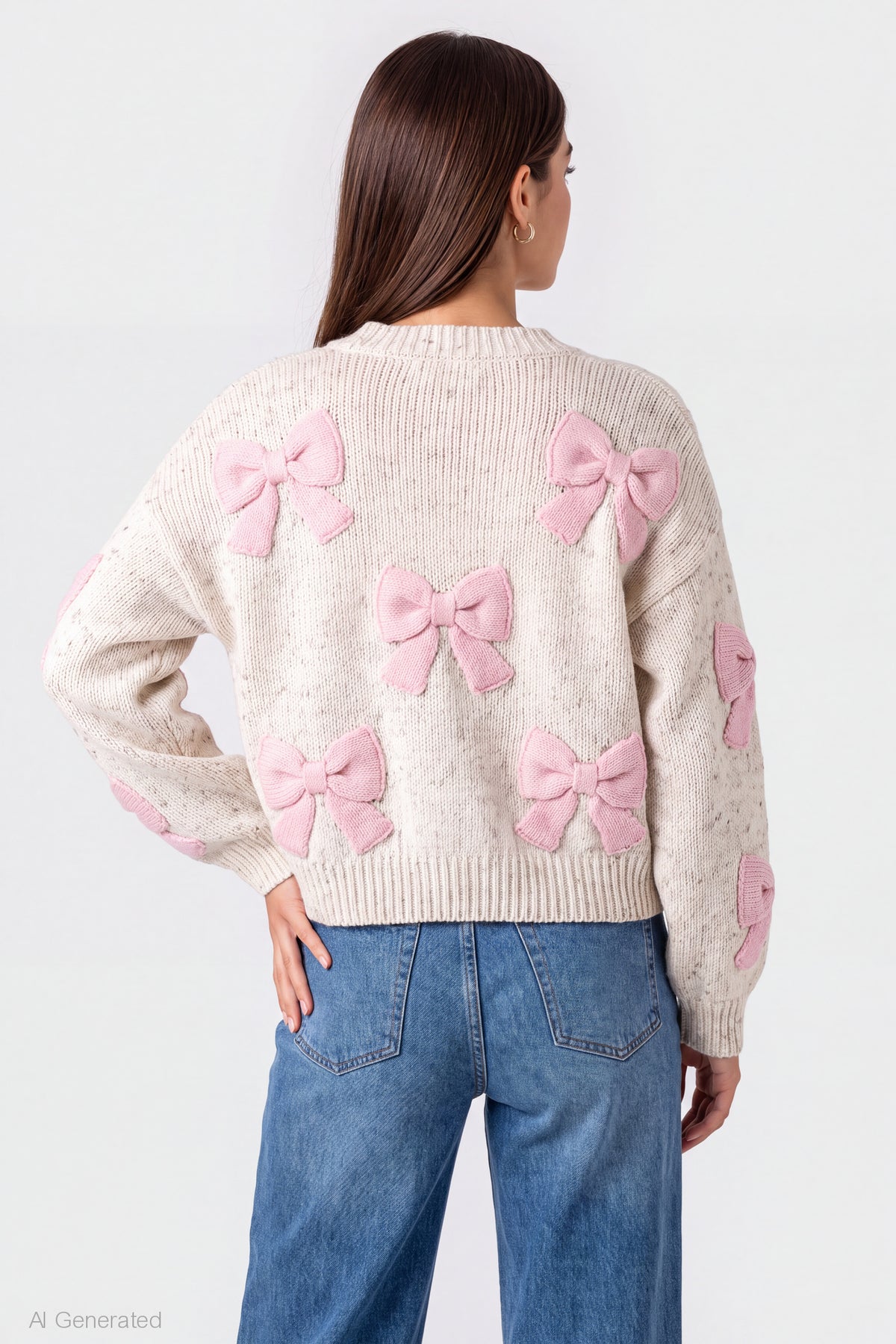 Alt View 2. Chenille Embroidered Button Front Cardigan - Cream