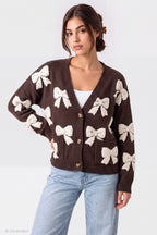 Chenille Embroidered Button Front Cardigan