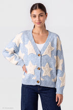 Chenille Embroidered Button Front Cardigan