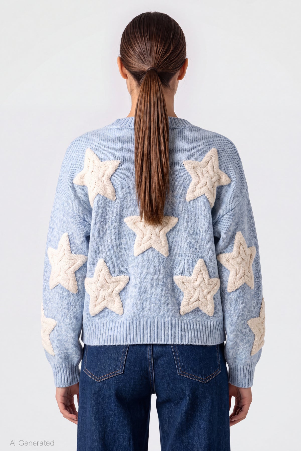 Alt View 2. Chenille Embroidered Button Front Cardigan - Light Blue