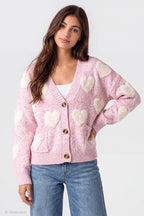 Chenille Embroidered Button Front Cardigan