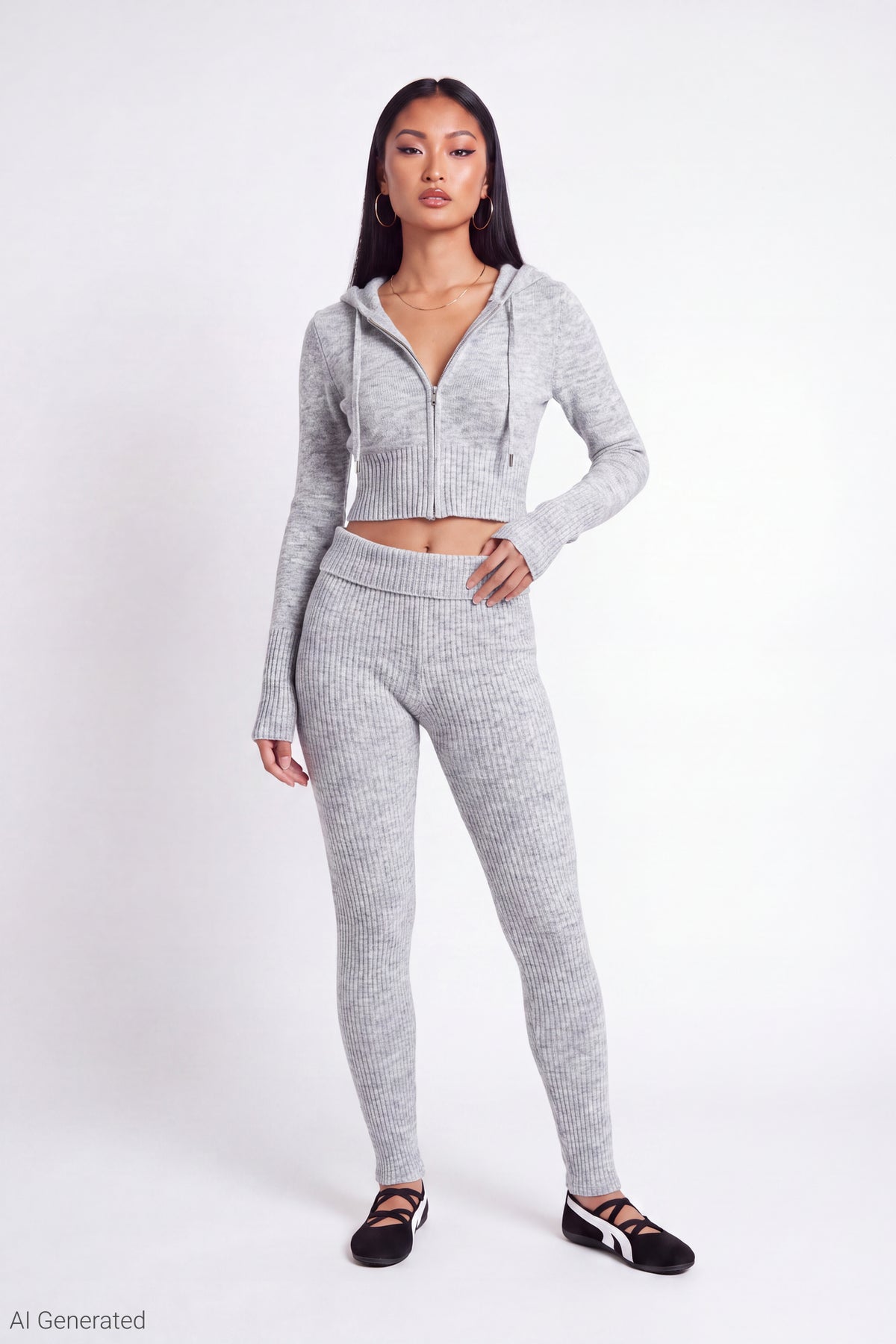 Alt View 2. Zip-Up Sweater Hoodie - Heather Grey