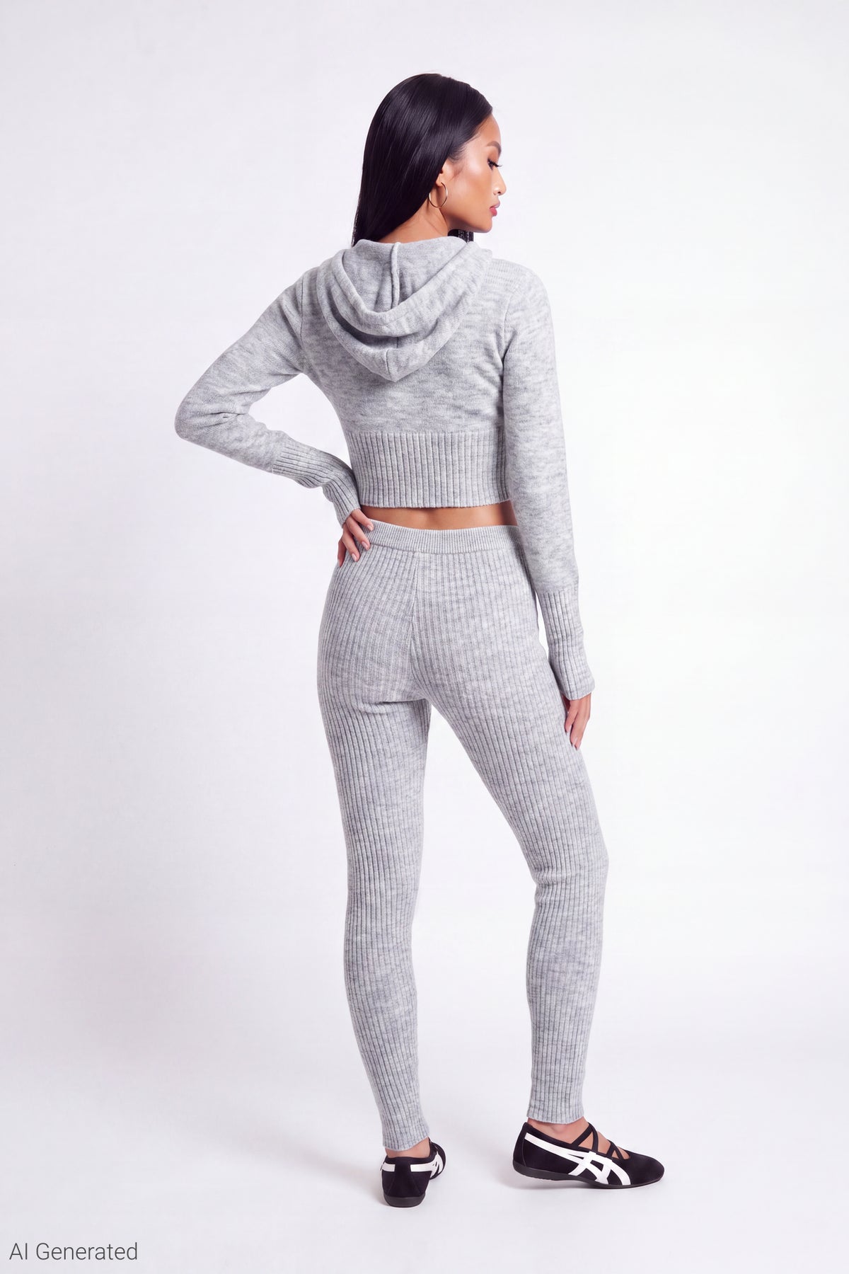 Alt View 3. Zip-Up Sweater Hoodie - Heather Grey
