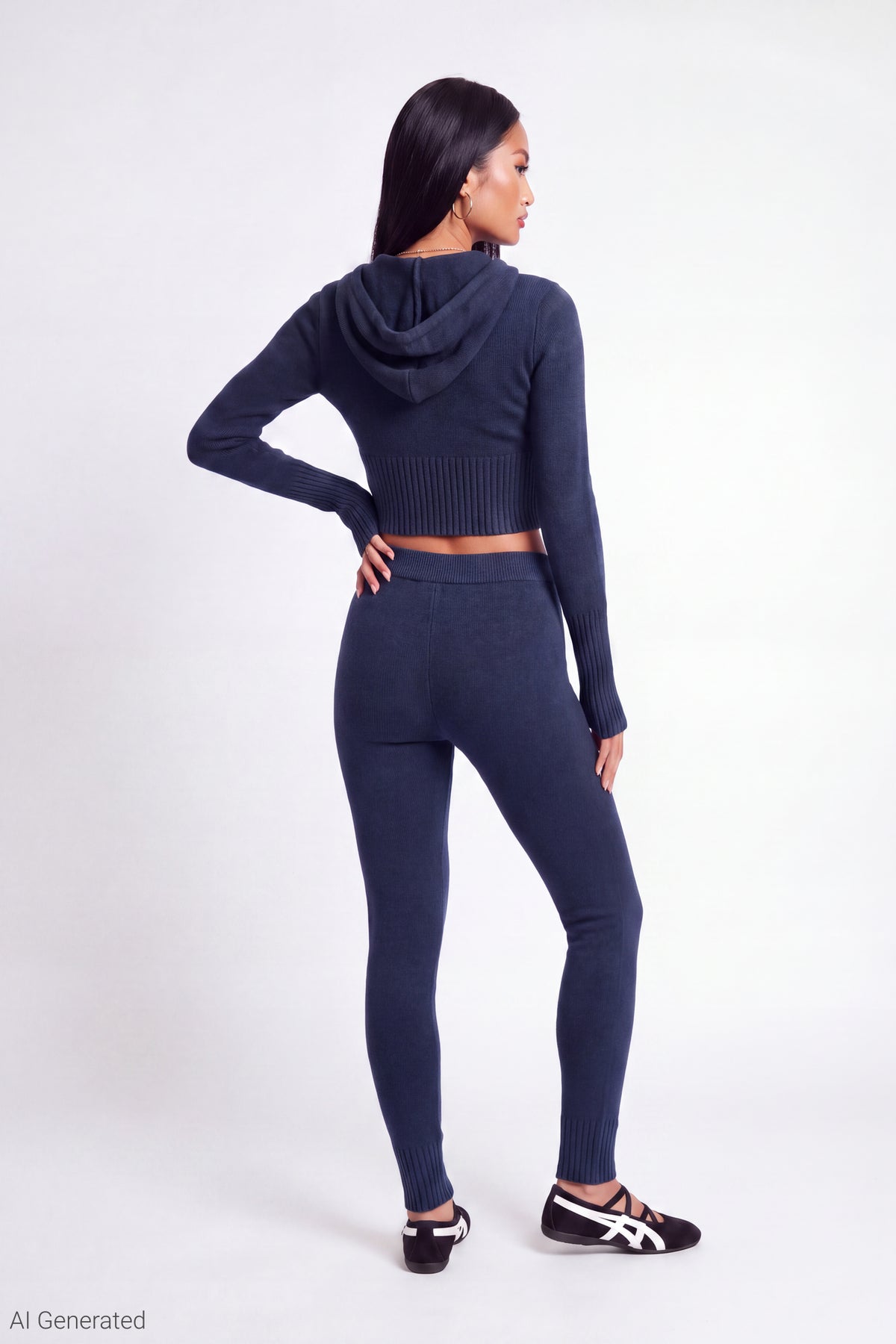Alt View 3. Zip-Up Sweater Hoodie - Navy