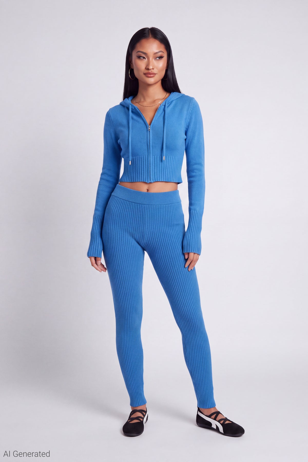 Alt View 2. Zip-Up Sweater Hoodie - Royal Blue