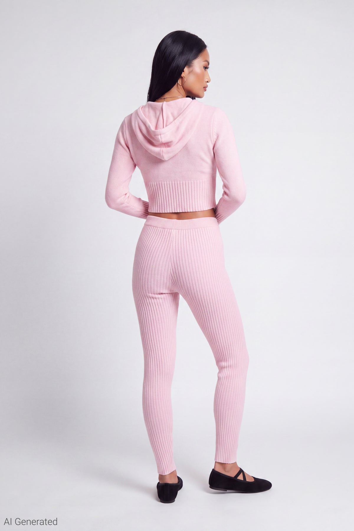 Alt View 3. Zip-Up Sweater Hoodie - Pink