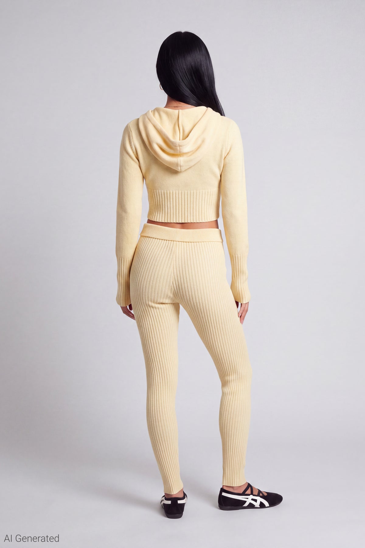Alt View 3. Zip-Up Sweater Hoodie - Yellow