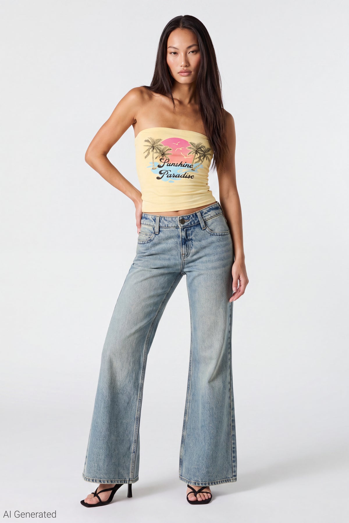 Alt View 2. Summer Graphic Tube Top - Yellow