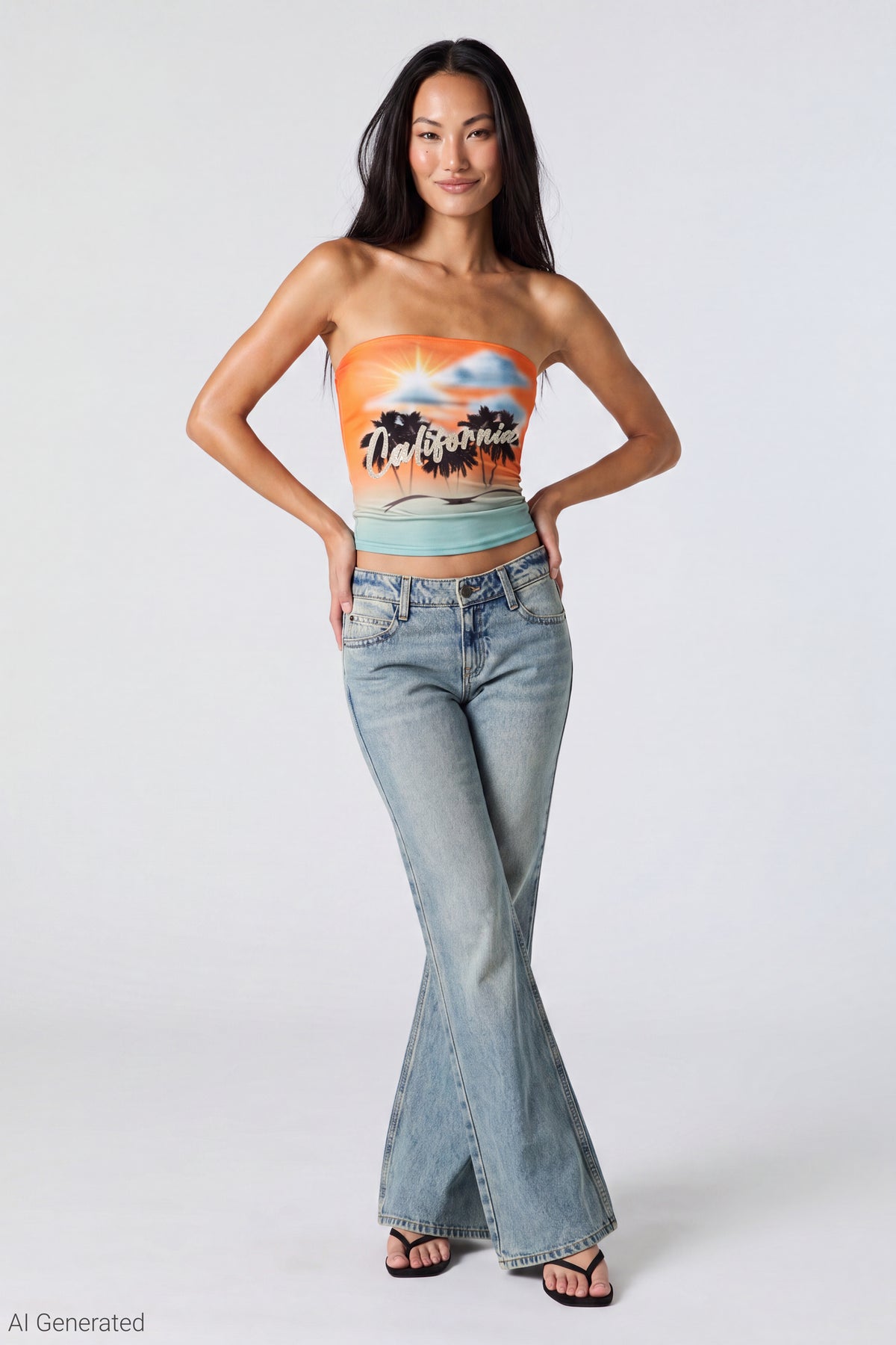 Alt View 2. Summer Graphic Tube Top - Orange