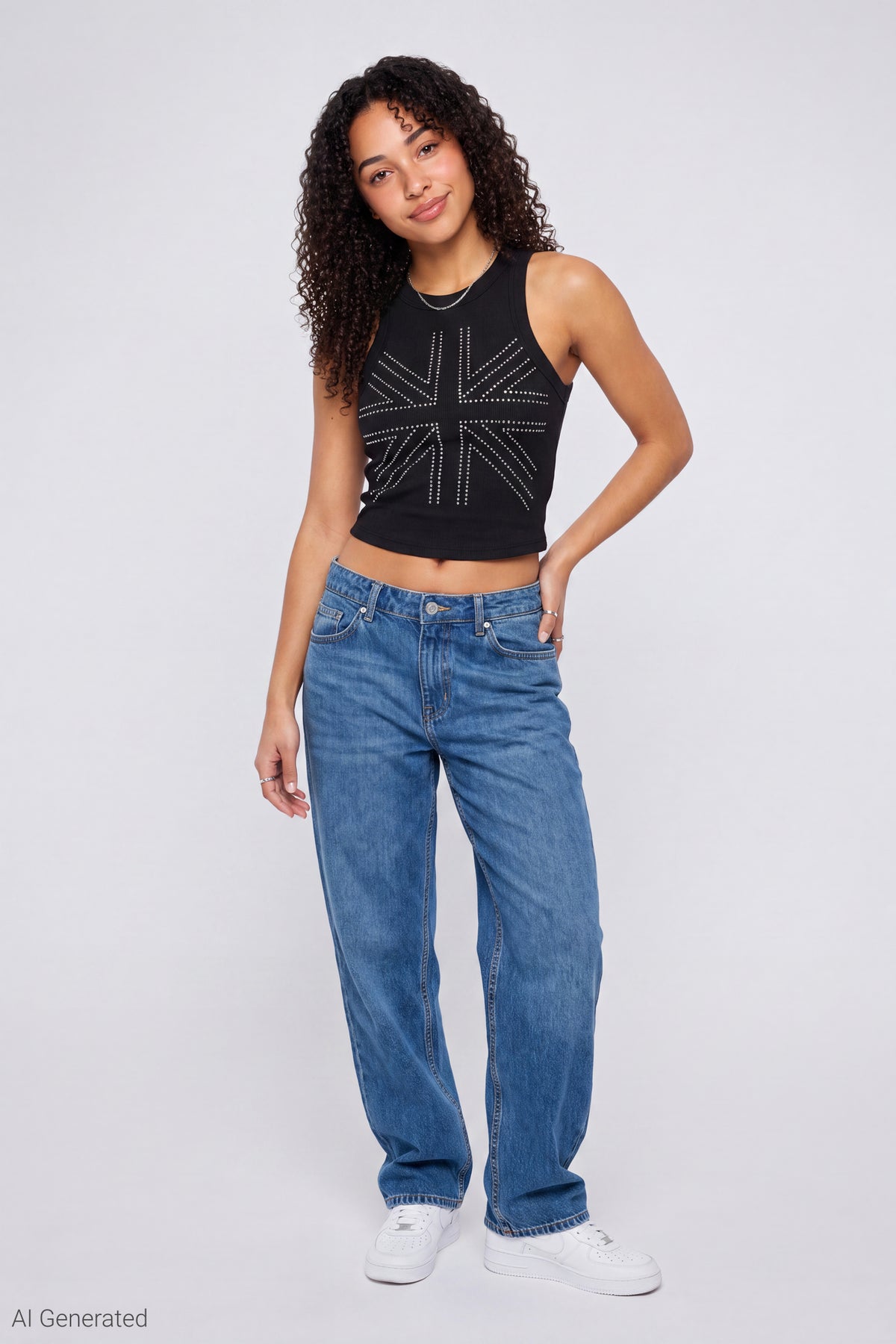 Alt View 2. Ribbed Graphic Tank - Black