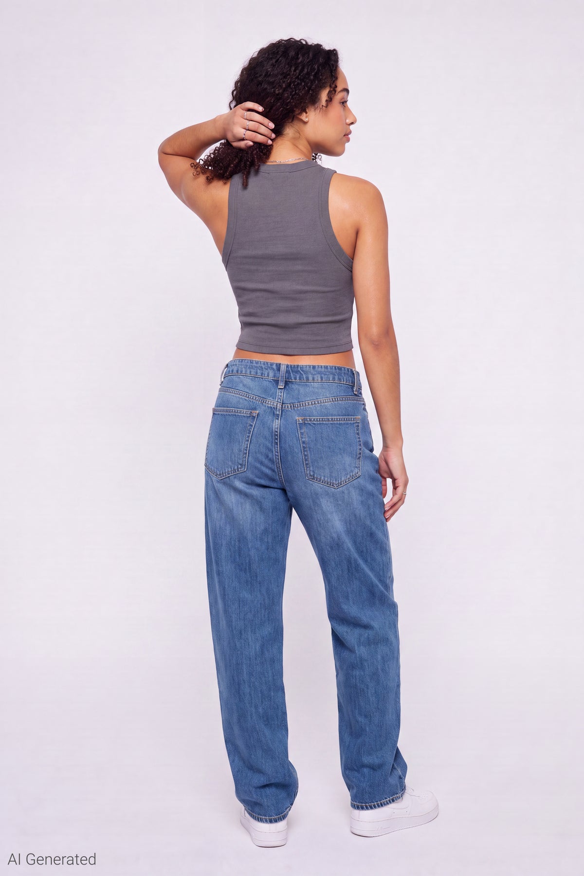 Alt View 3. Ribbed Graphic Tank - Charcoal