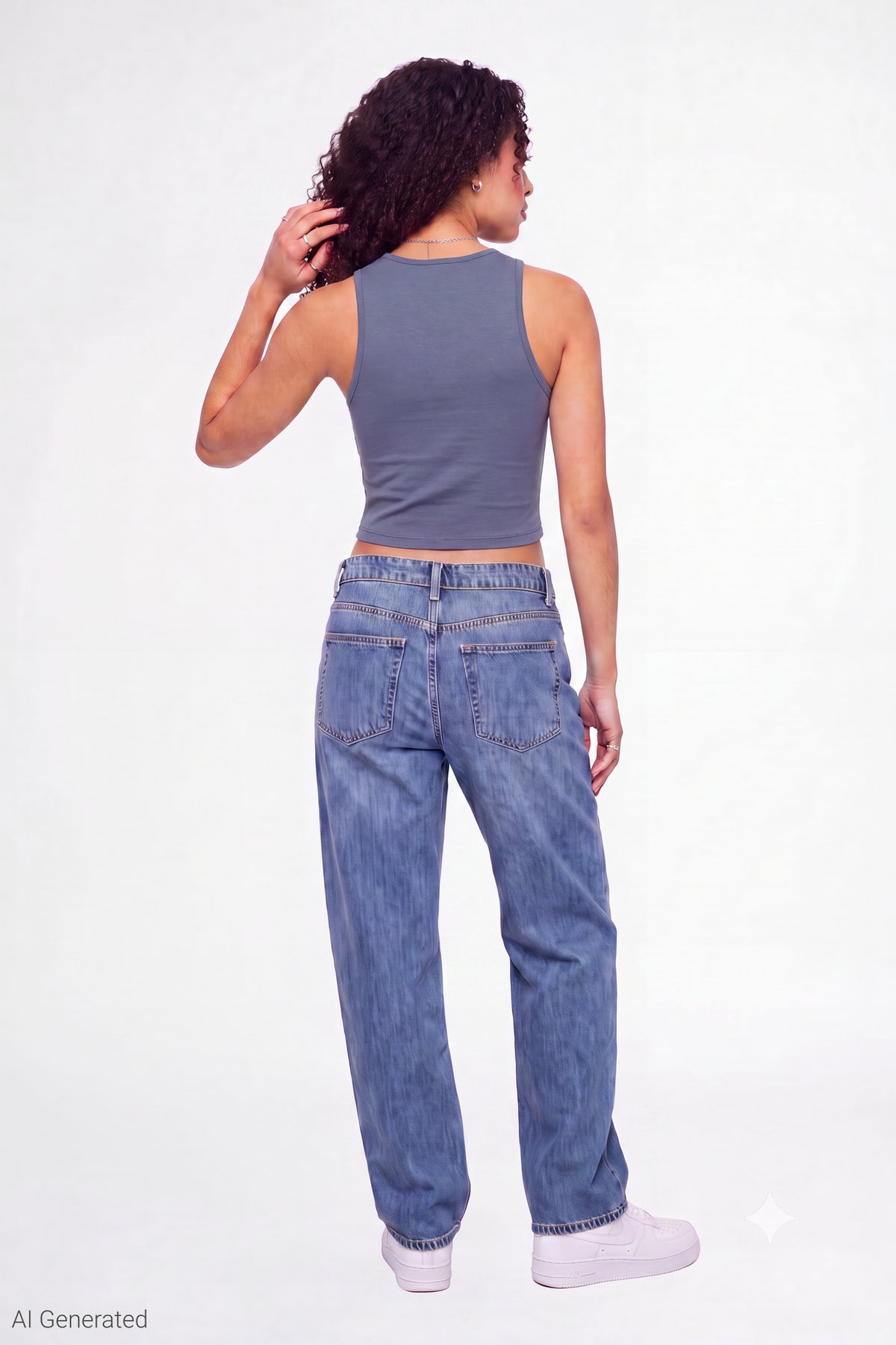 Alt View 3. Ribbed Graphic Tank - Navy