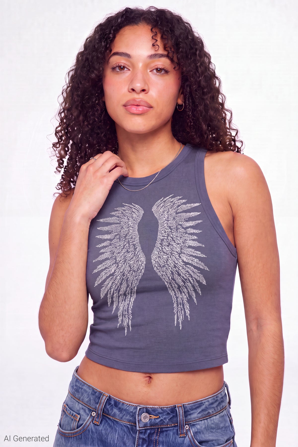 Ribbed Graphic Tank - Navy