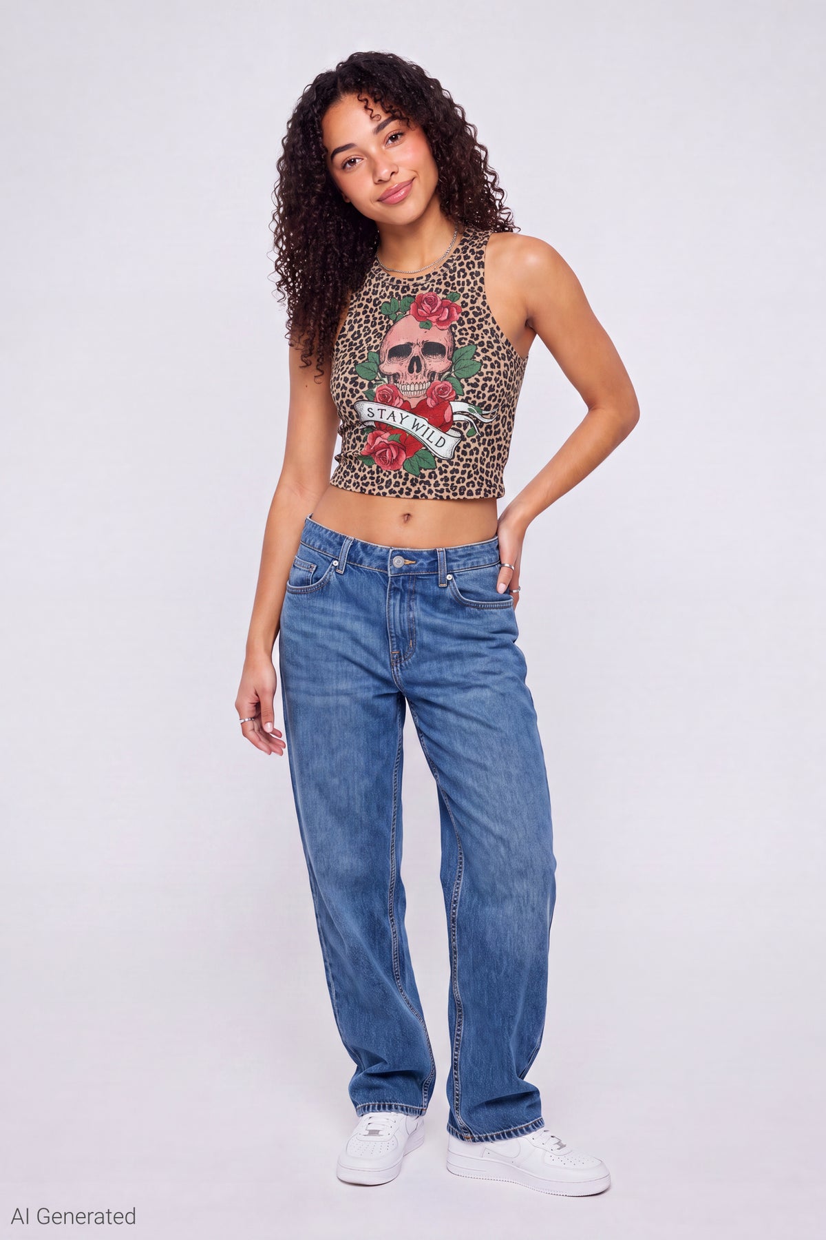 Alt View 2. Ribbed Graphic Tank - Leopard