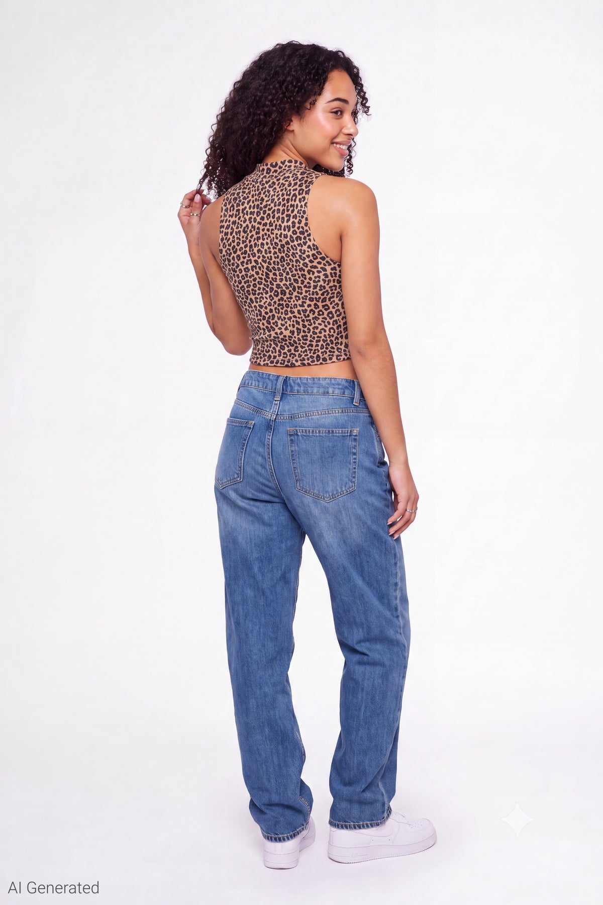 Alt View 3. Ribbed Graphic Tank - Leopard