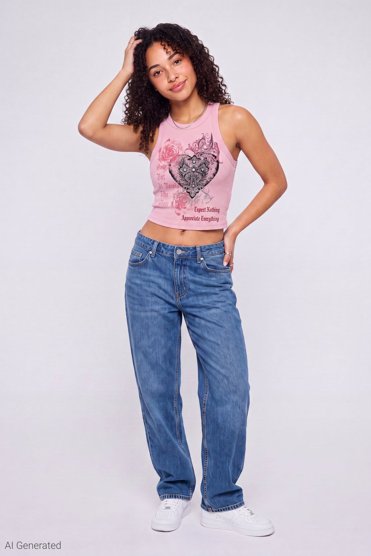 Alt View 2. Ribbed Graphic Tank - Pink