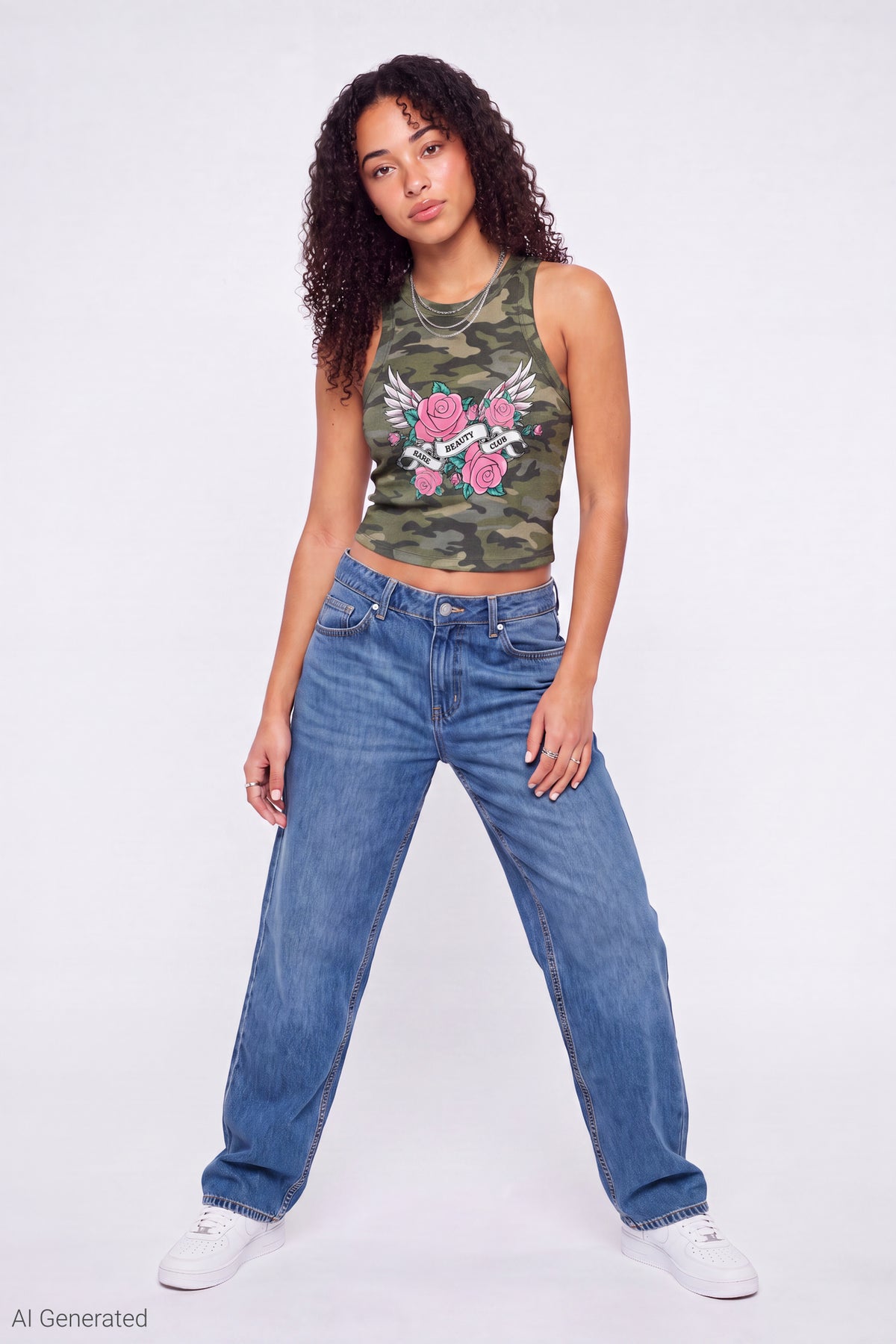 Alt View 2. Ribbed Graphic Tank - Camouflage