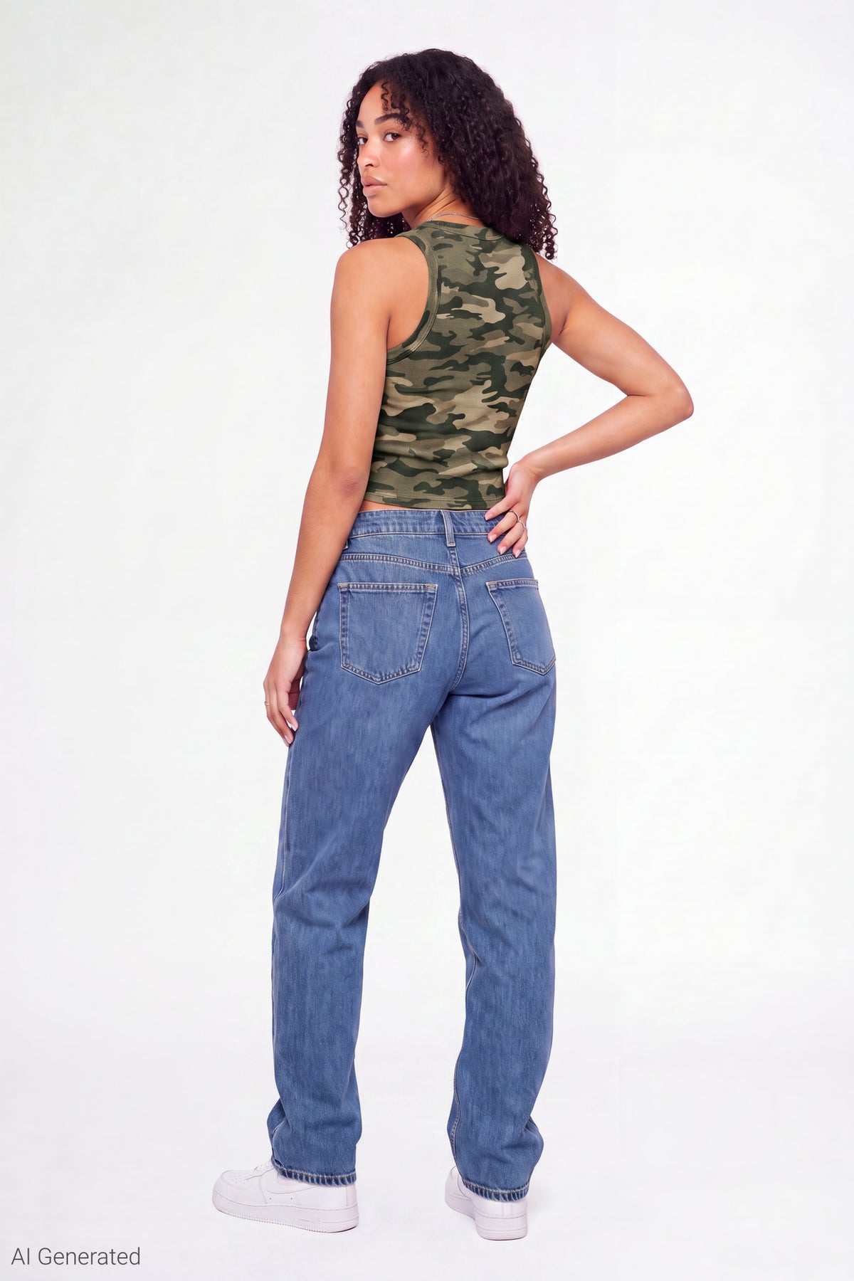 Alt View 3. Ribbed Graphic Tank - Camouflage