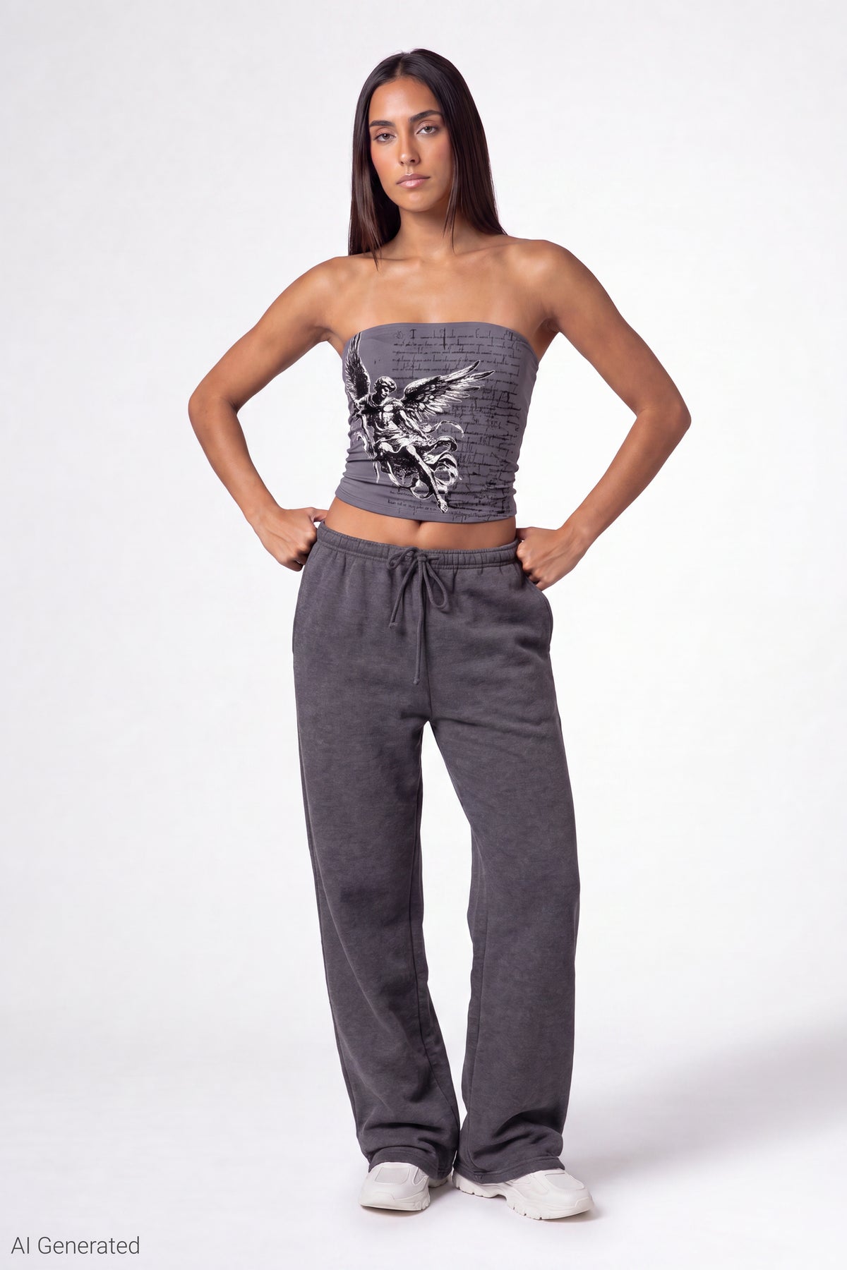 Alt View 2. Graphic Tube Top - Charcoal