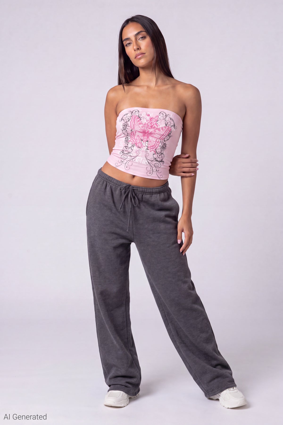 Alt View 2. Graphic Tube Top - Pink