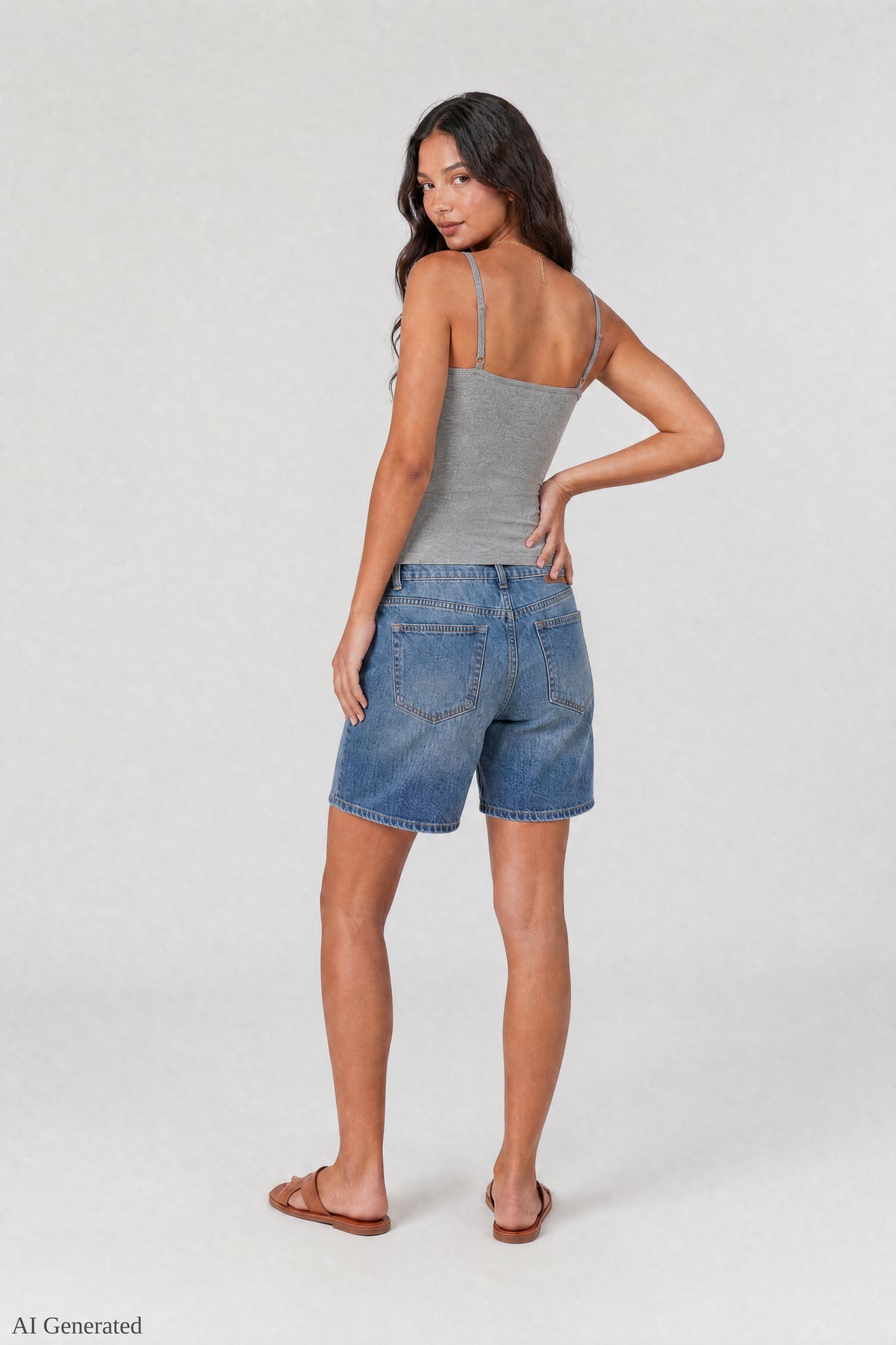 Alt View 3. Braless Scoop Neck Cami - Heather Grey