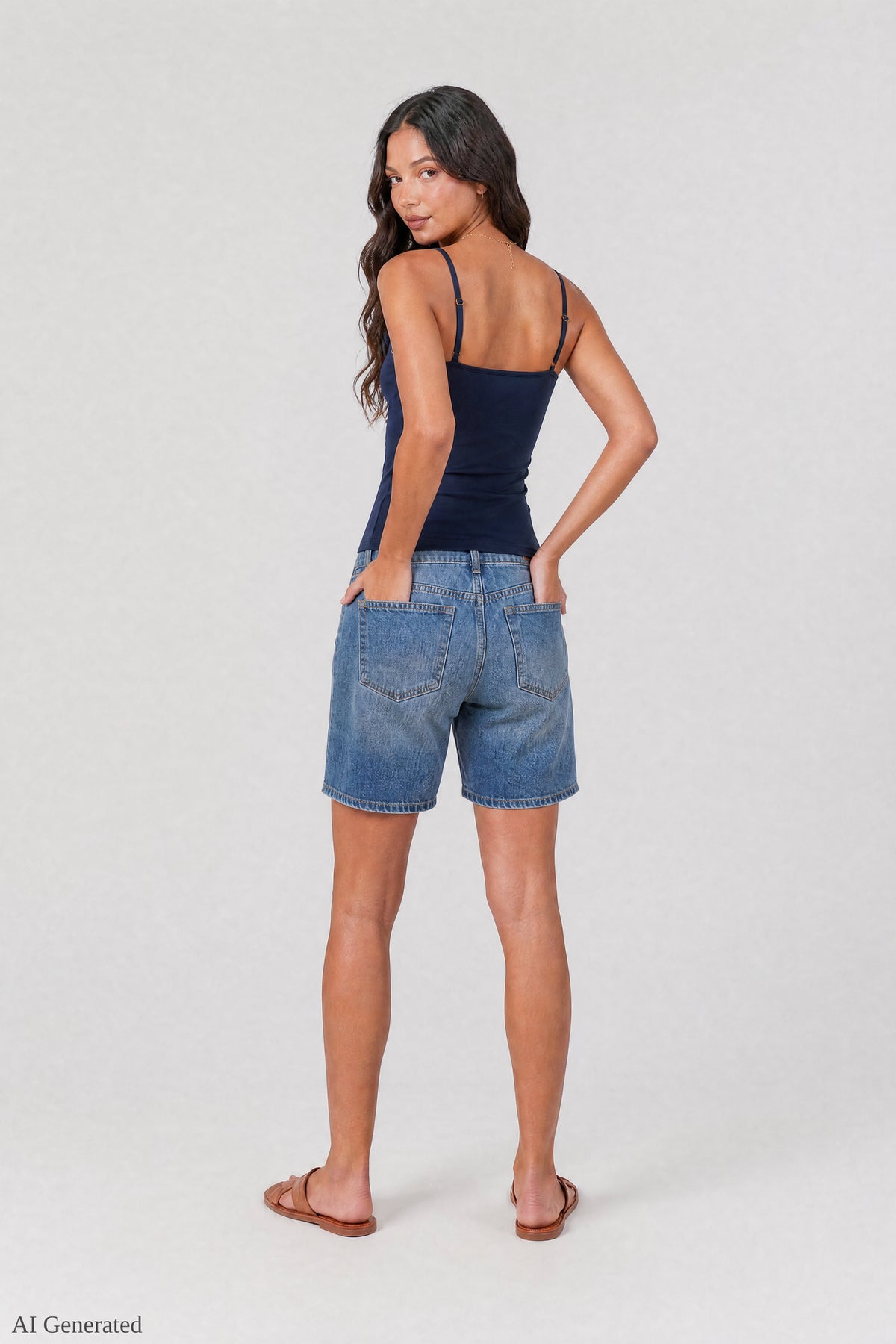 Alt View 3. Braless Scoop Neck Cami - Navy