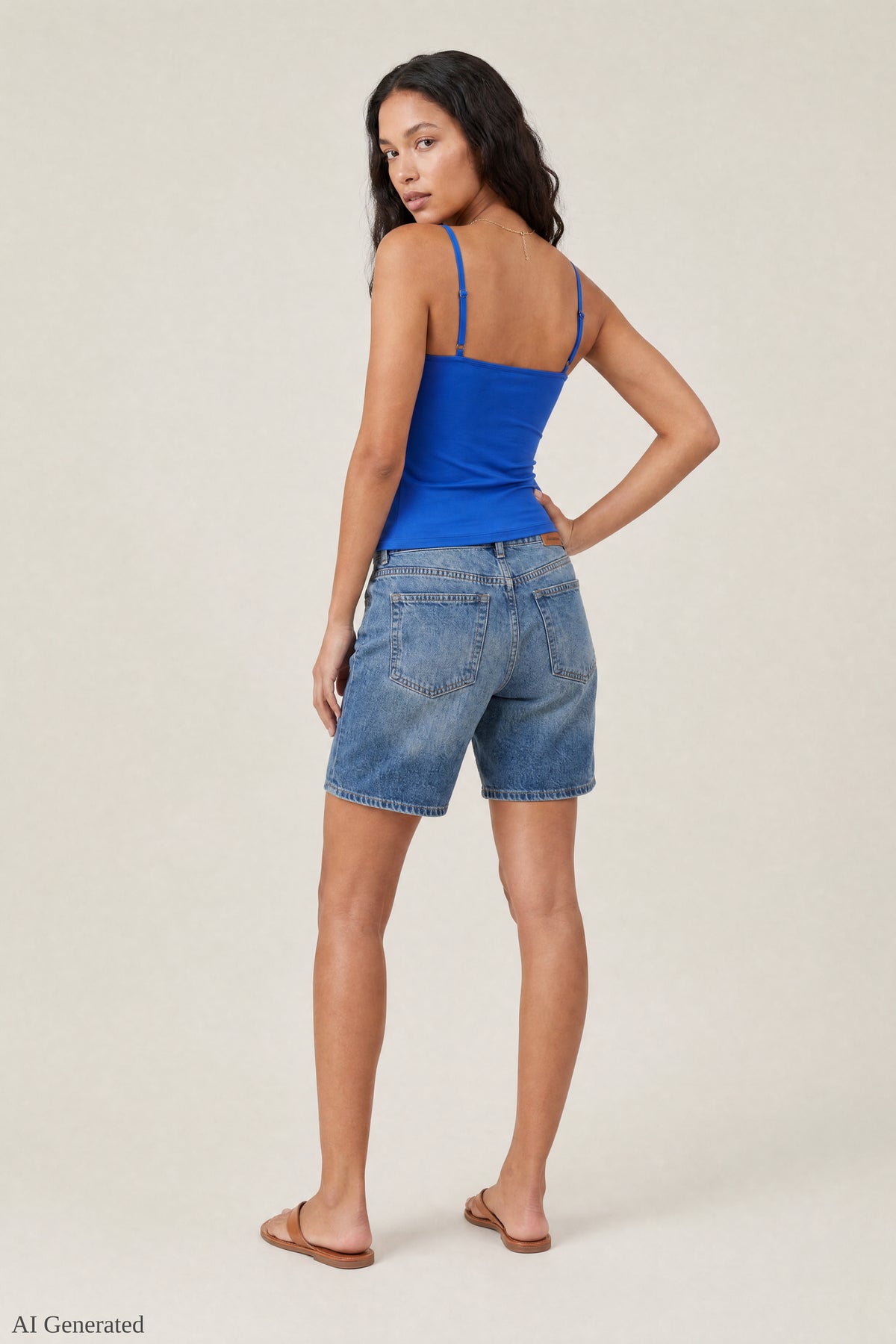 Alt View 3. Braless Scoop Neck Cami - Royal Blue