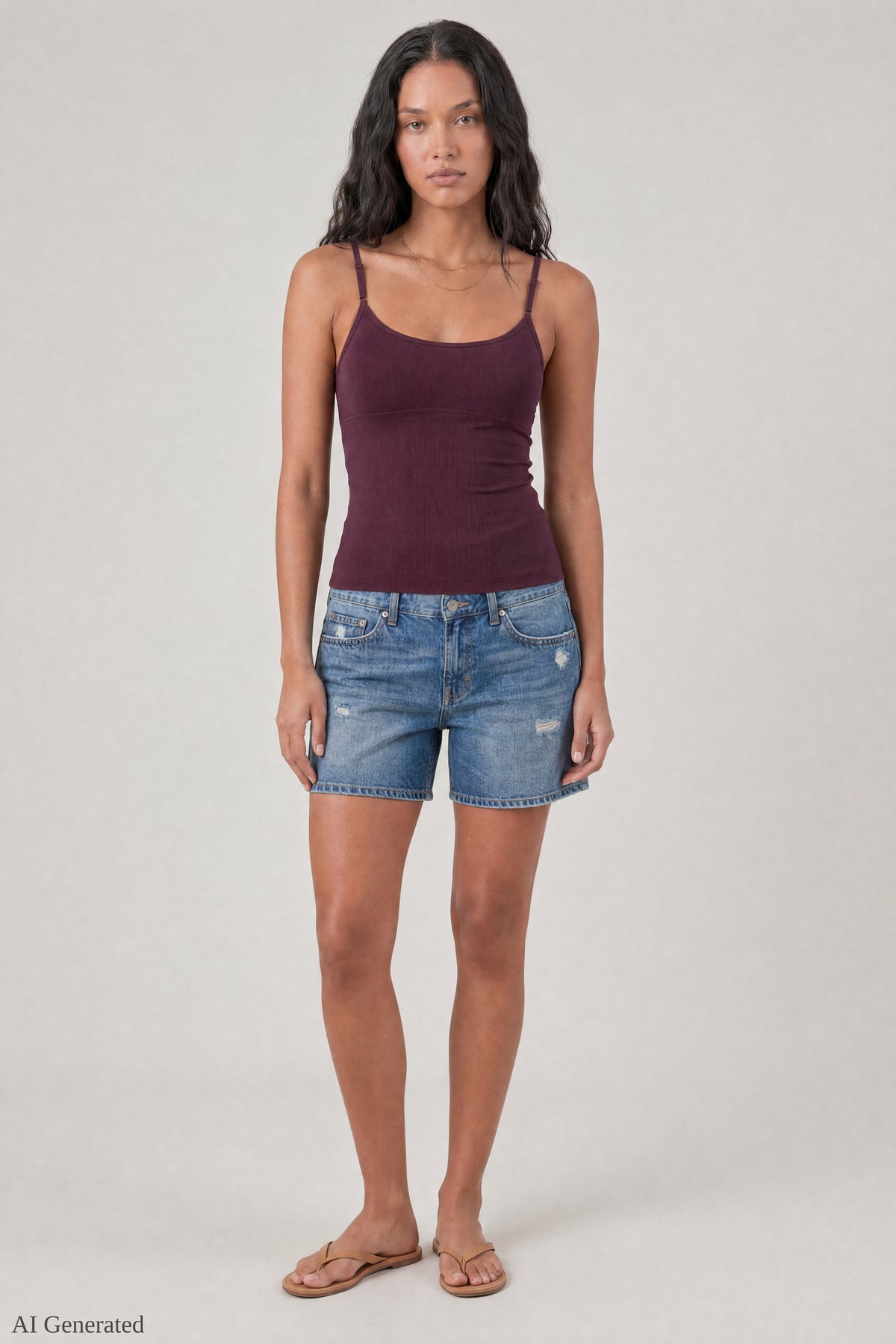 Alt View 2. Braless Scoop Neck Cami - Dark Purple