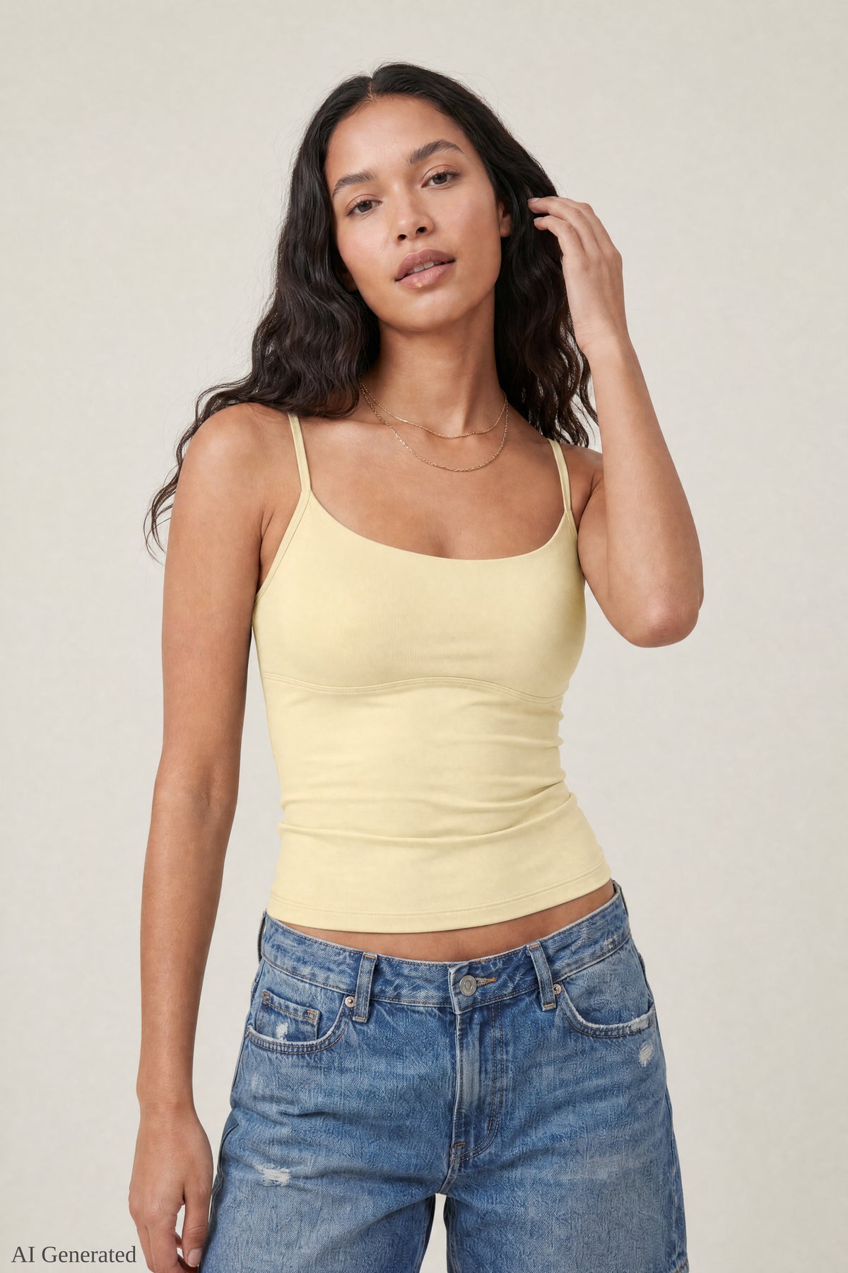 Braless Scoop Neck Cami - Yellow