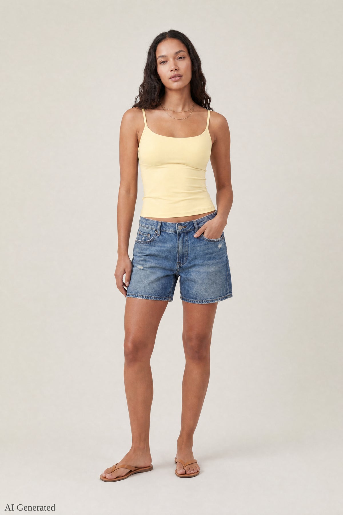 Alt View 3. Braless Scoop Neck Cami - Yellow