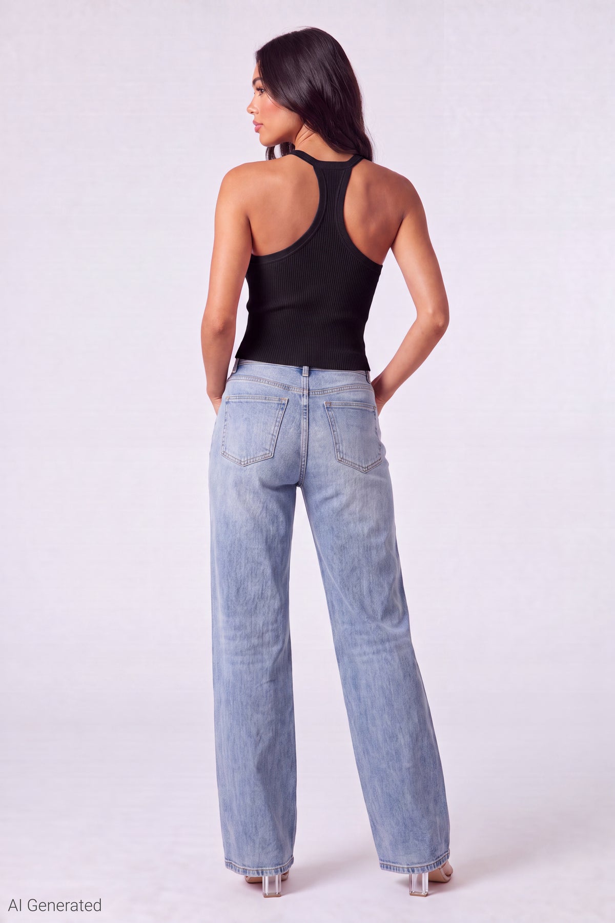Alt View 3. Ribbed Racerback Tank - Black