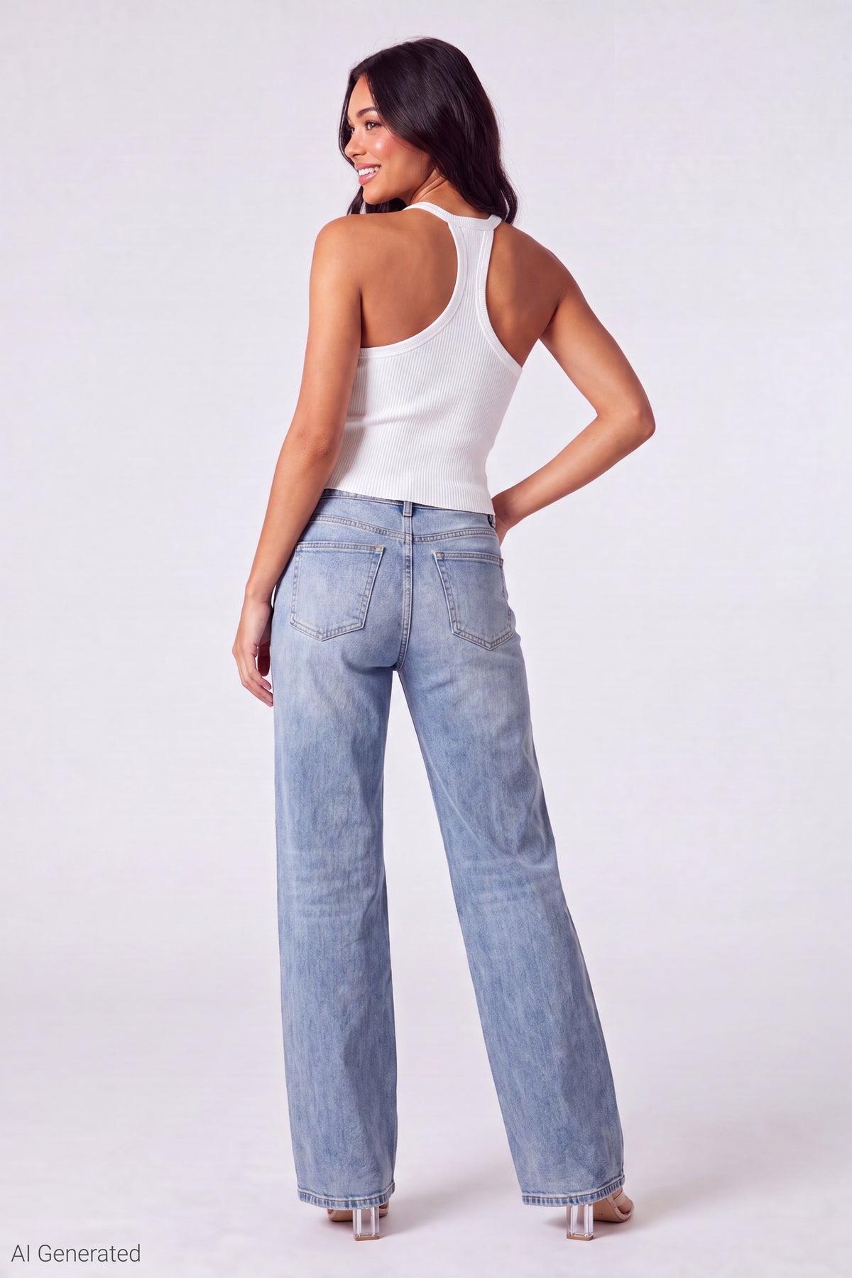 Alt View 3. Ribbed Racerback Tank - White