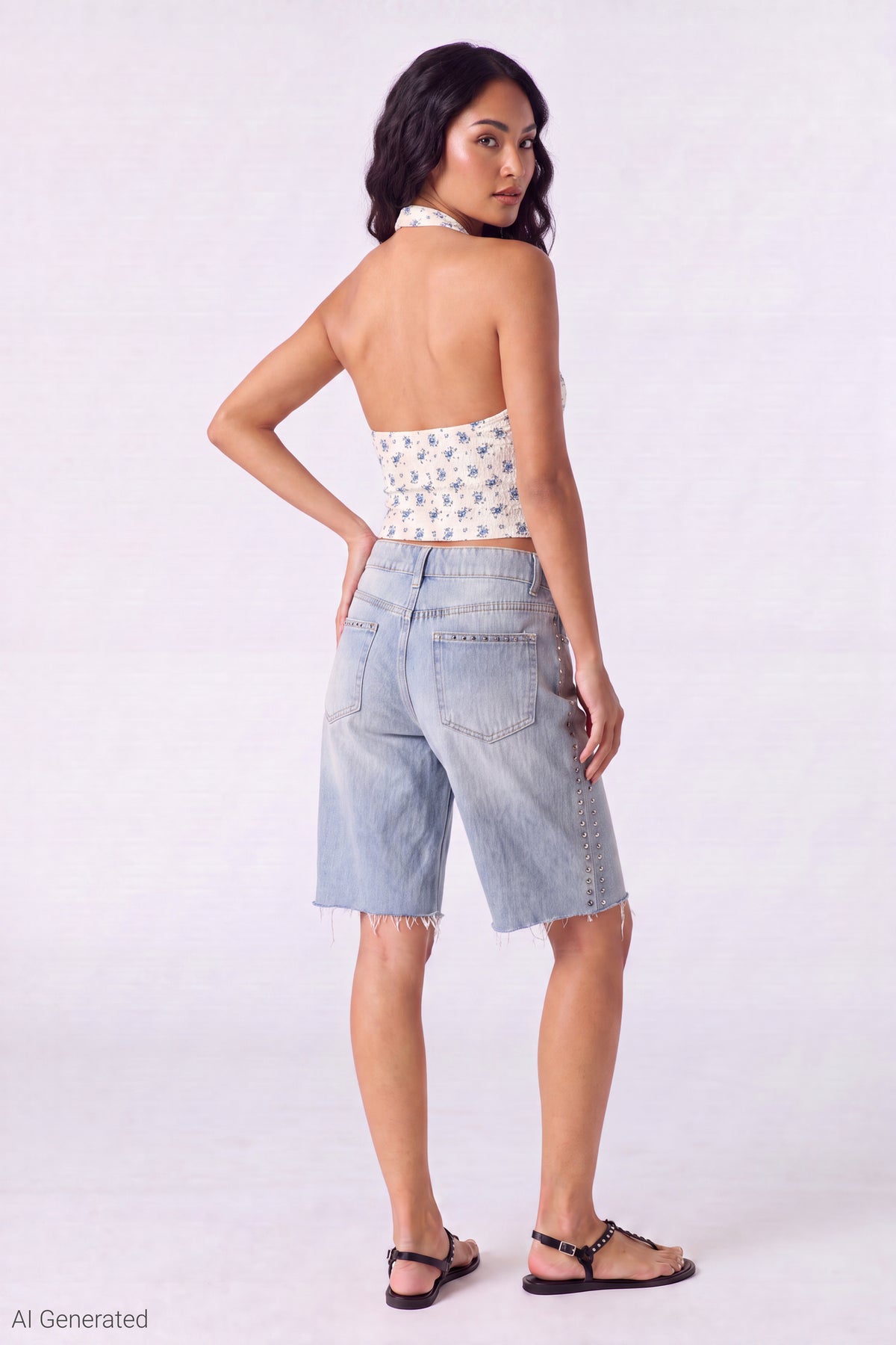 Alt View 3. Lace Halter Top - Ivory