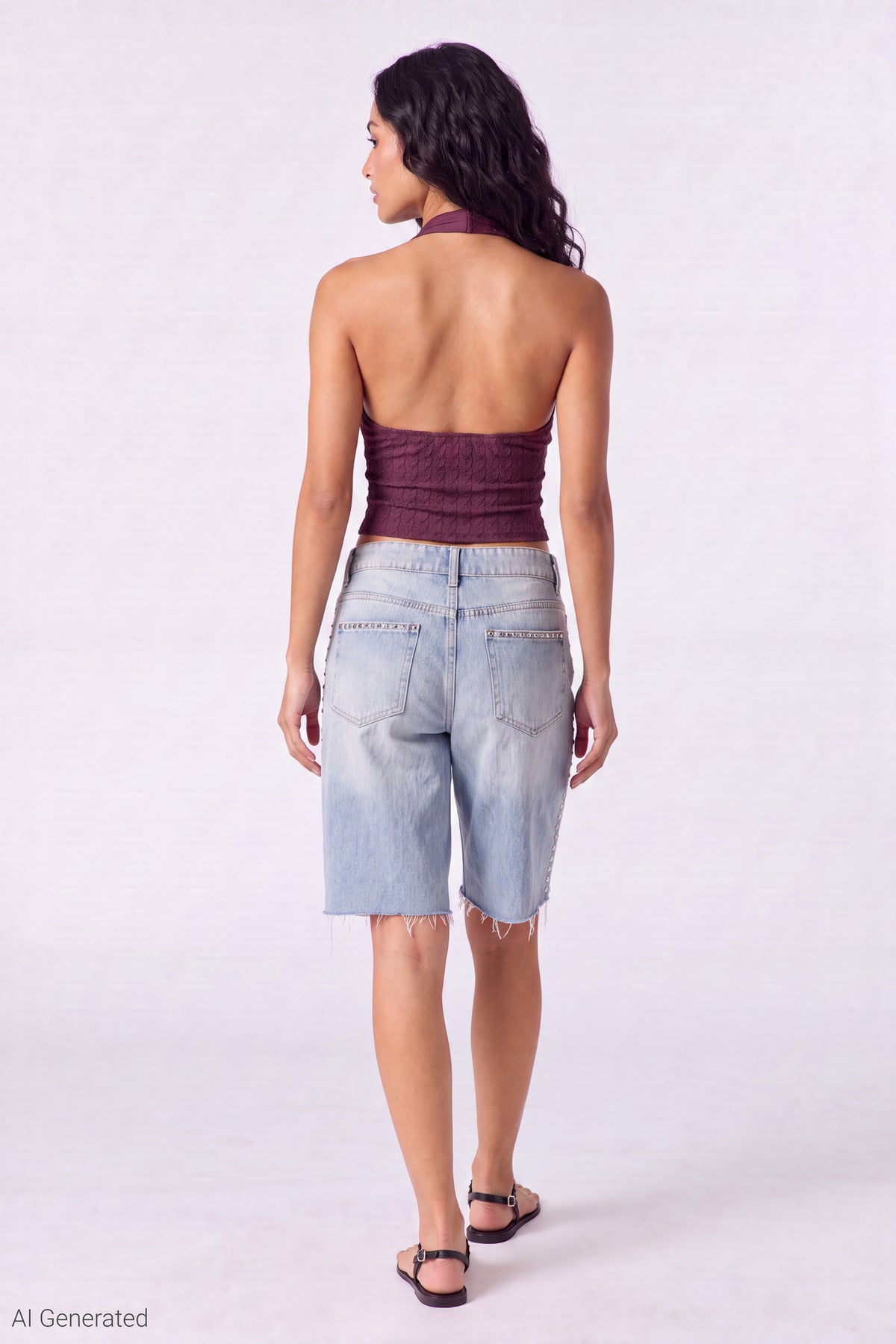 Alt View 3. Lace Halter Top - Dark Purple