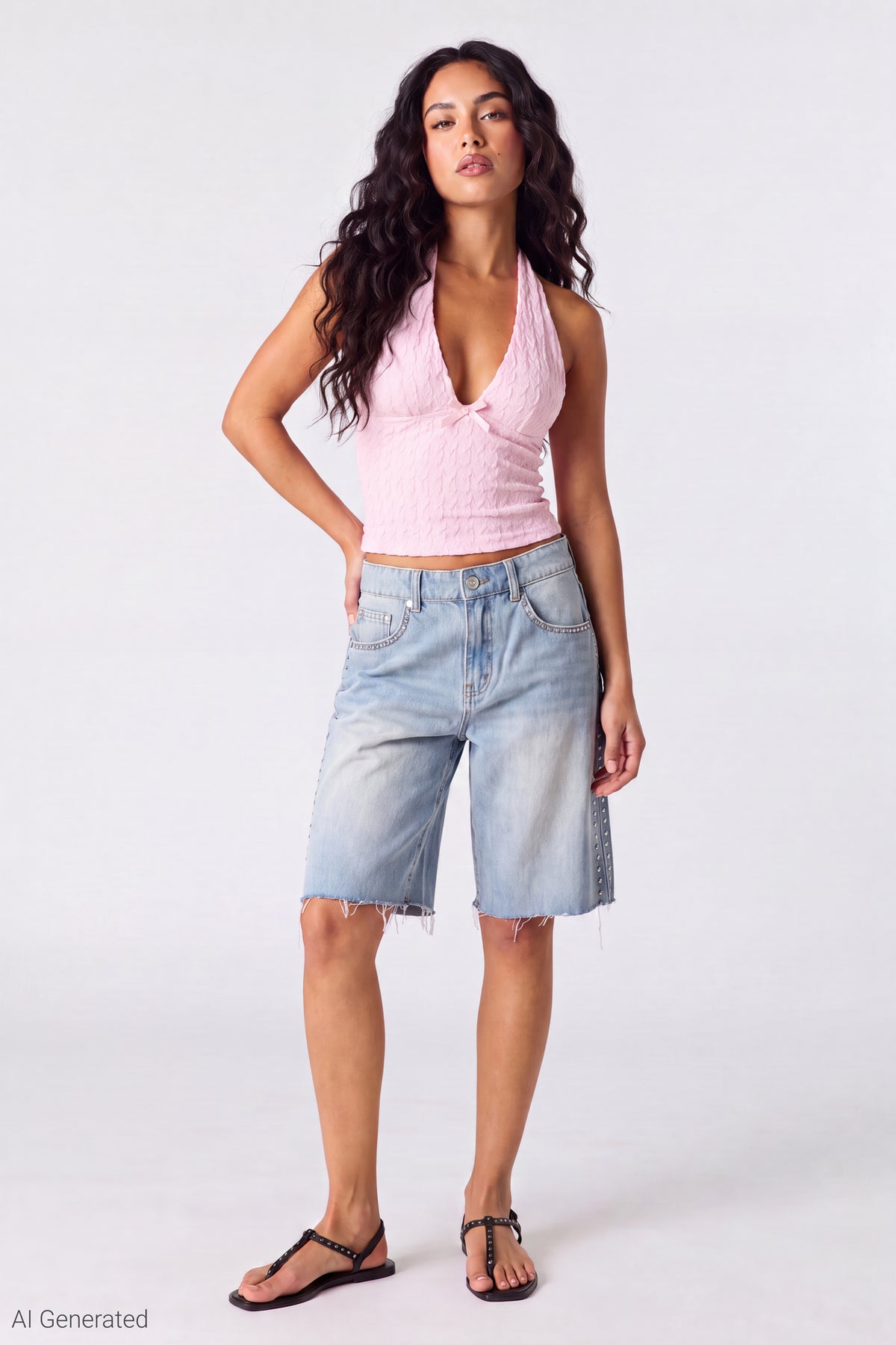Alt View 2. Lace Halter Top - Pink