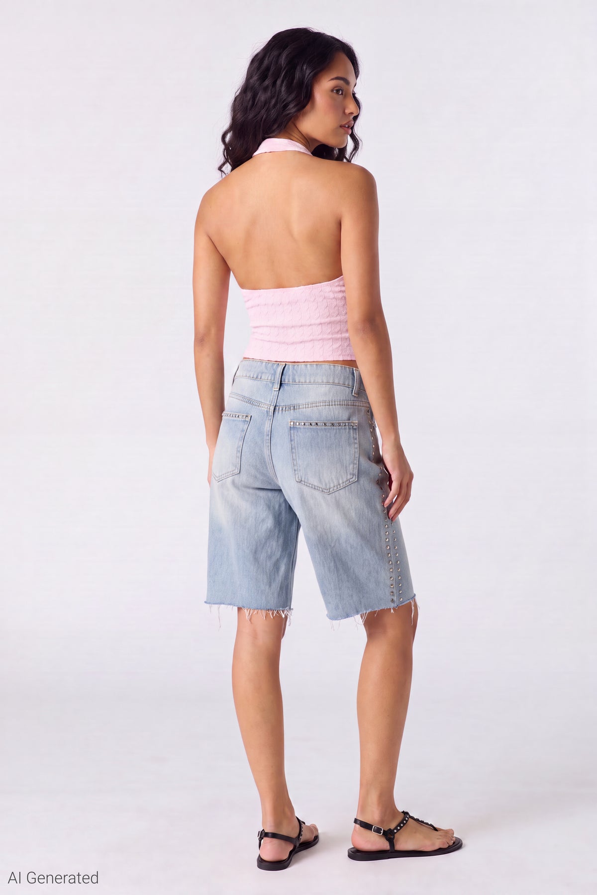 Alt View 3. Lace Halter Top - Pink