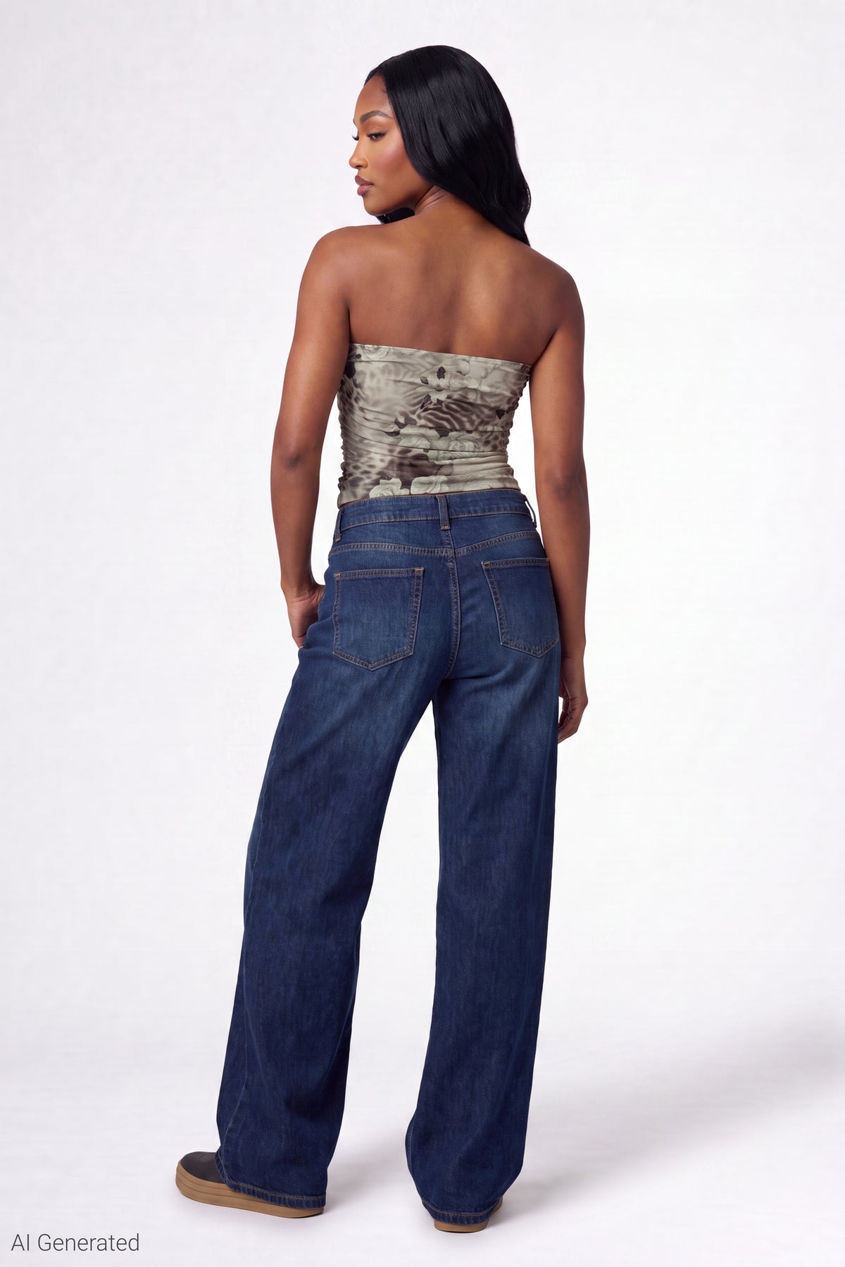 Alt View 3. Printed Mesh Tube Top - Green