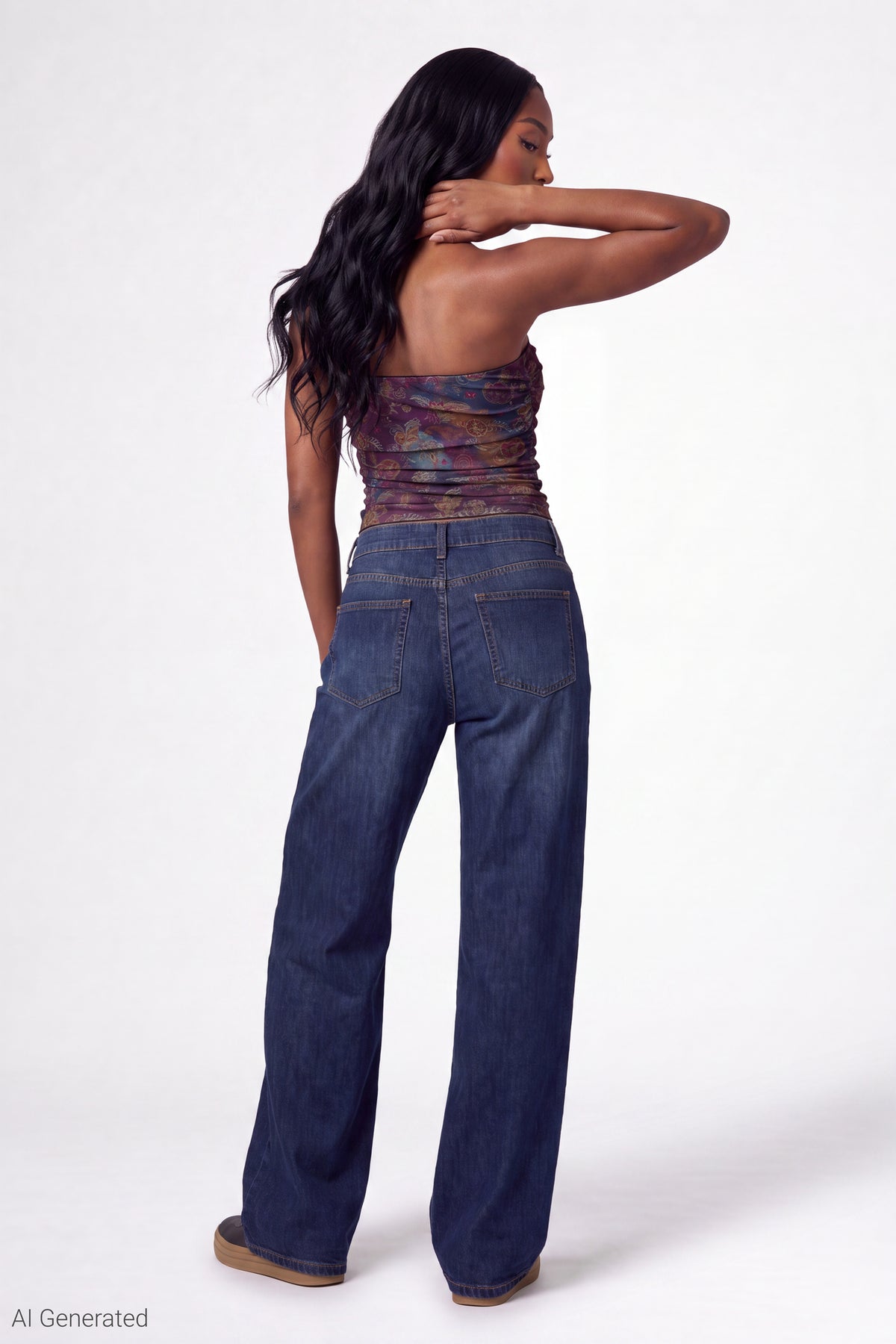 Alt View 3. Printed Mesh Tube Top - Purple