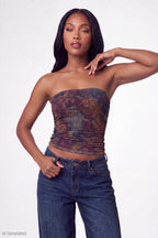 Printed Mesh Tube Top