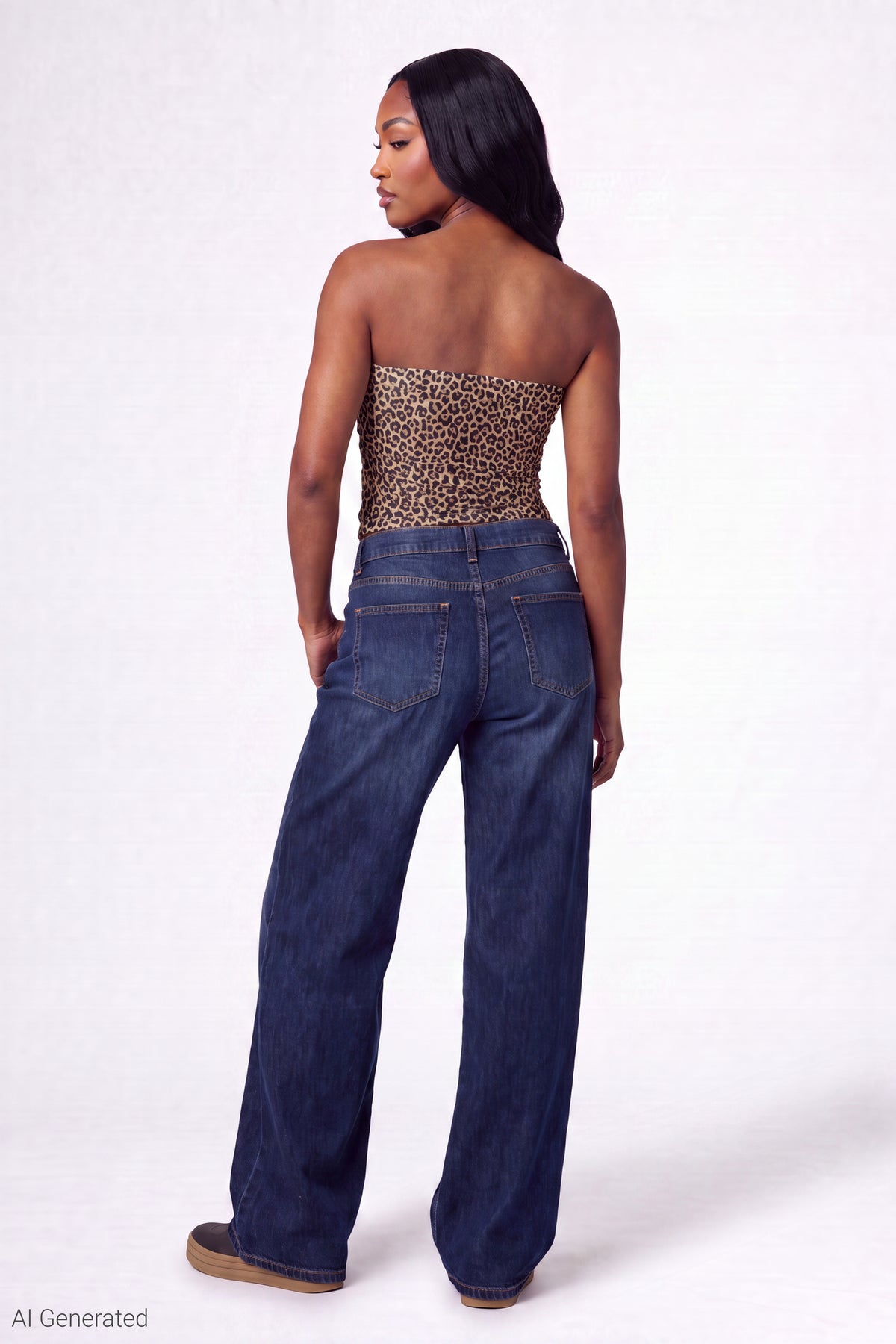 Alt View 3. Printed Mesh Tube Top - Leopard