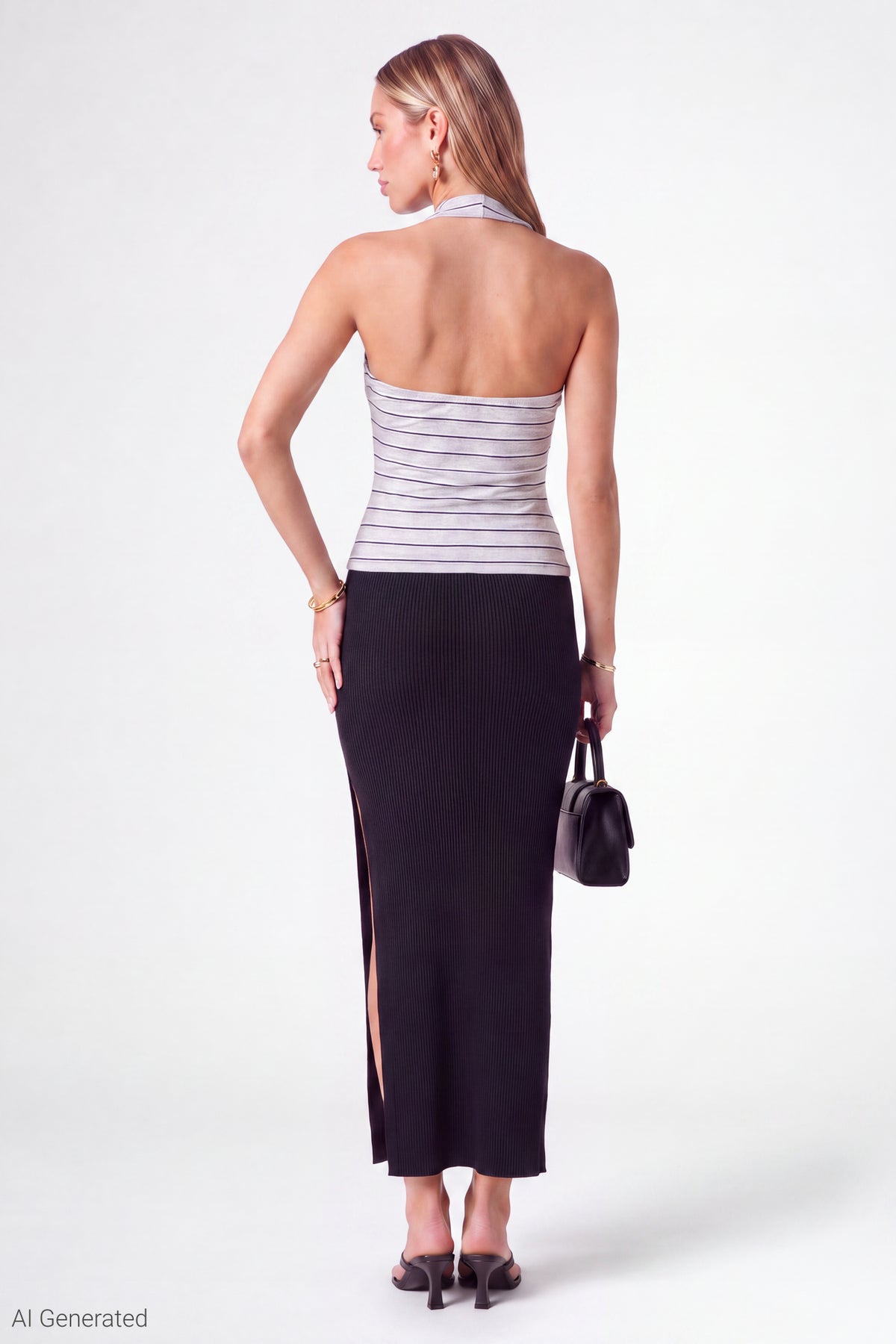 Alt View 4. Reversible Halter Top - Heather Grey