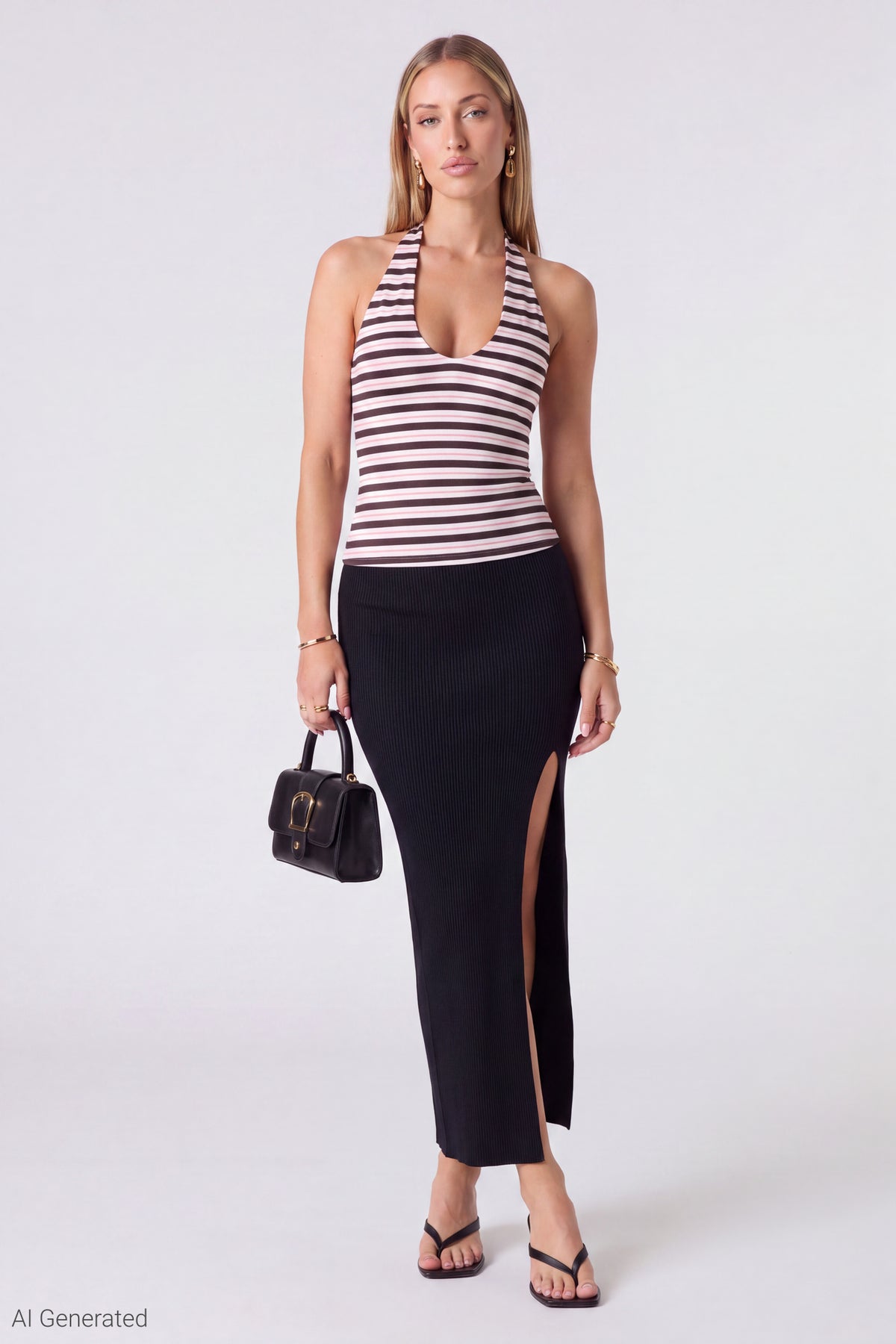 Alt View 3. Reversible Halter Top - Brown