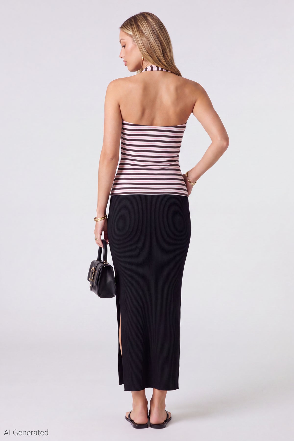 Alt View 4. Reversible Halter Top - Brown