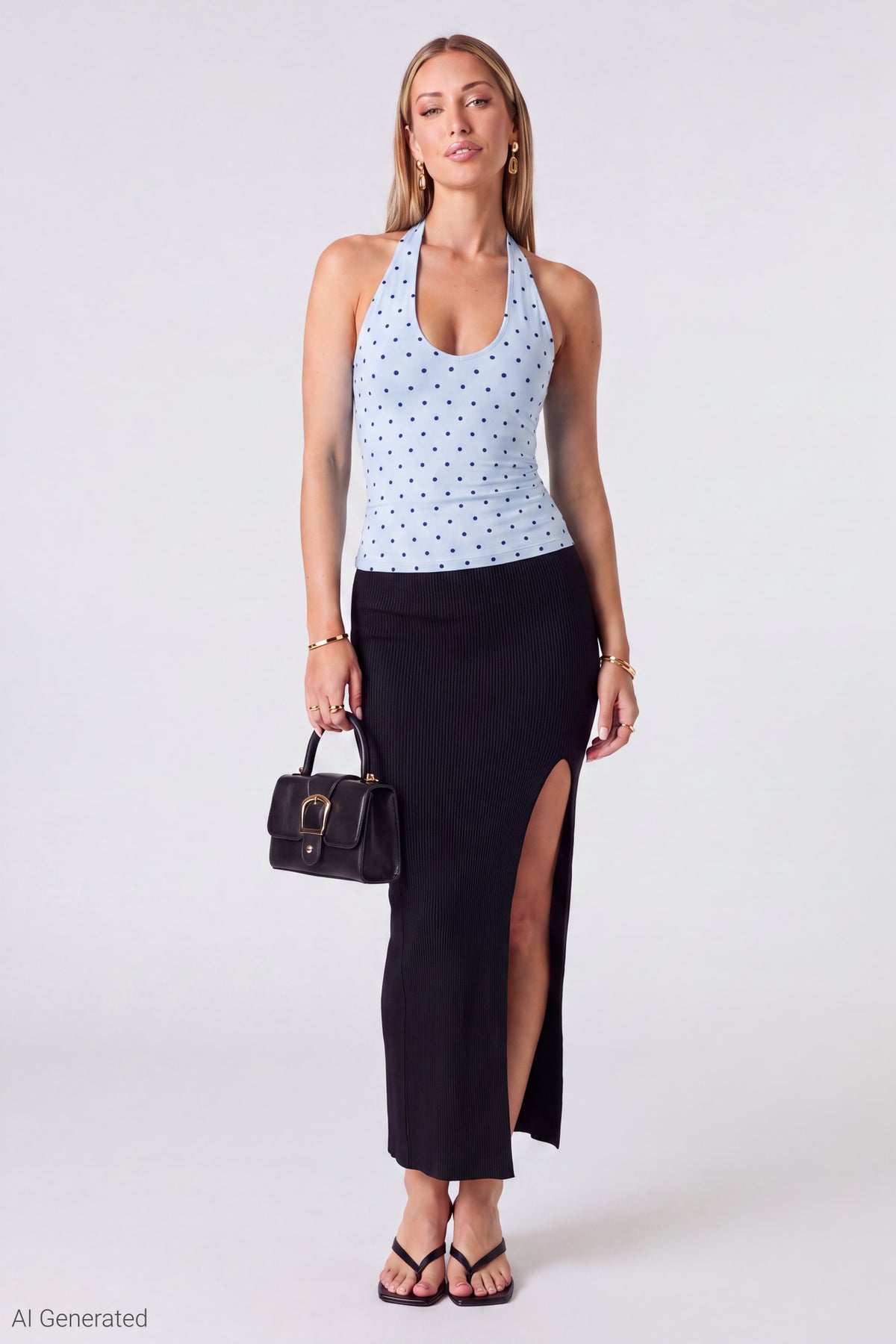 Alt View 3. Reversible Halter Top - Light Blue
