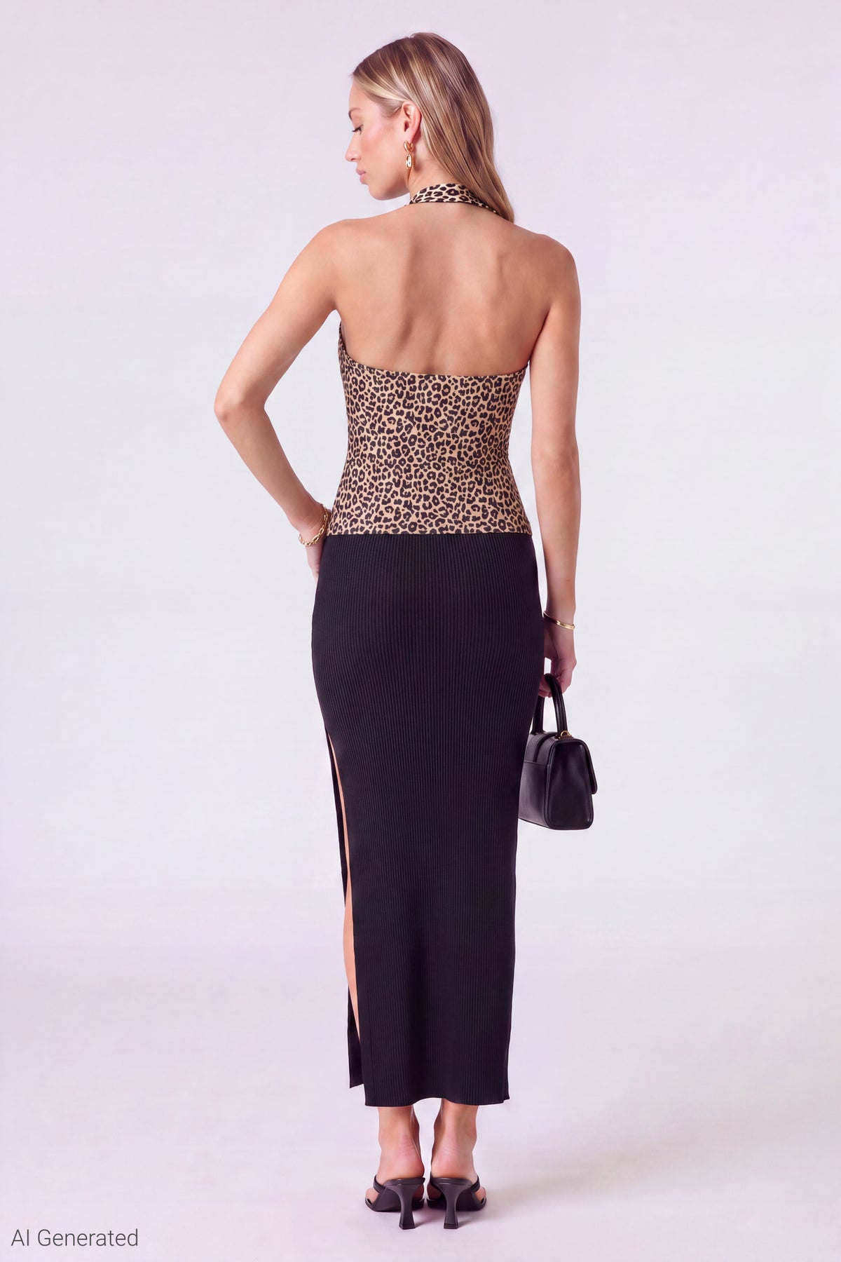 Alt View 4. Reversible Halter Top - Leopard