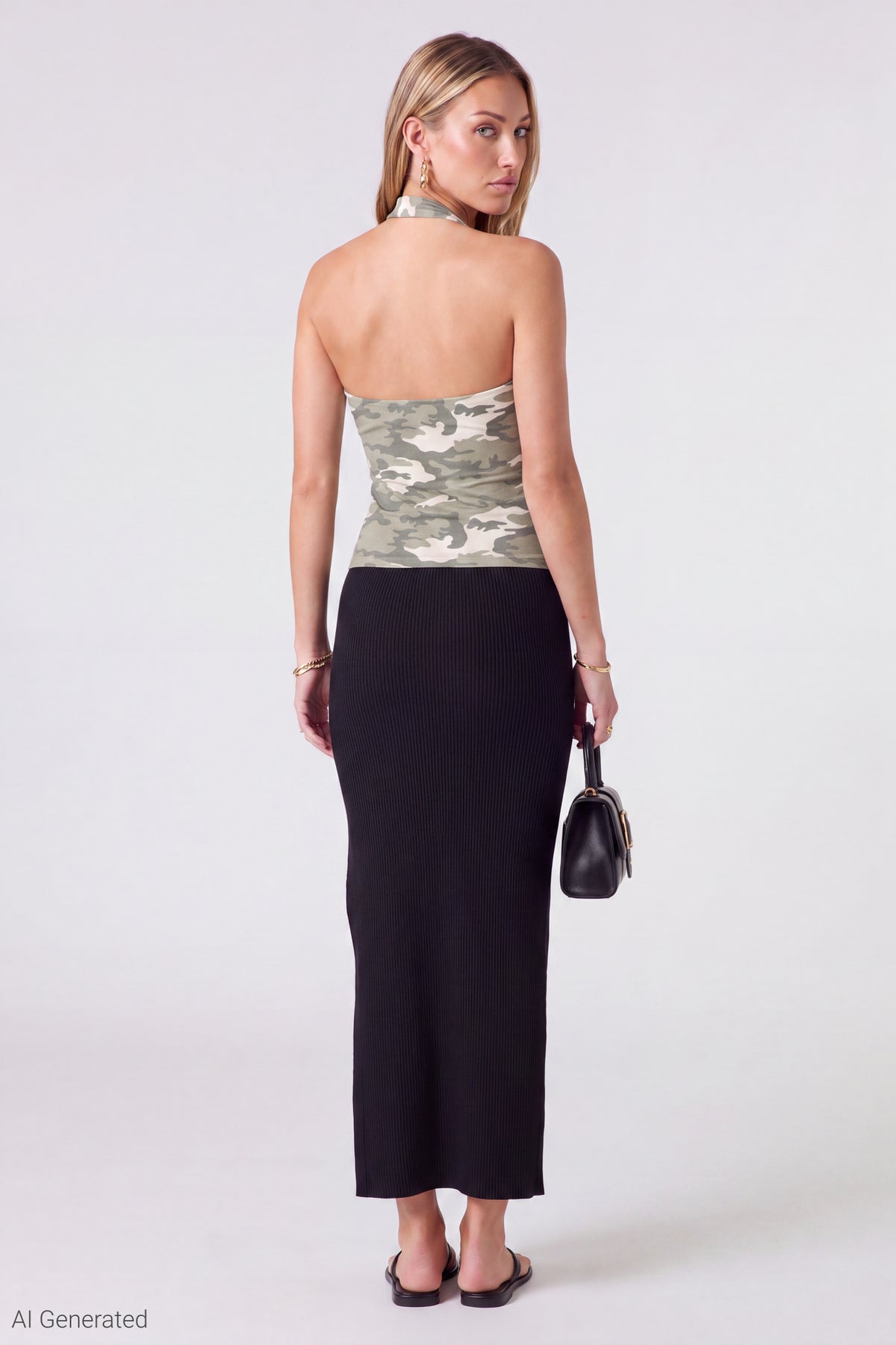 Alt View 4. Reversible Halter Top - Camouflage
