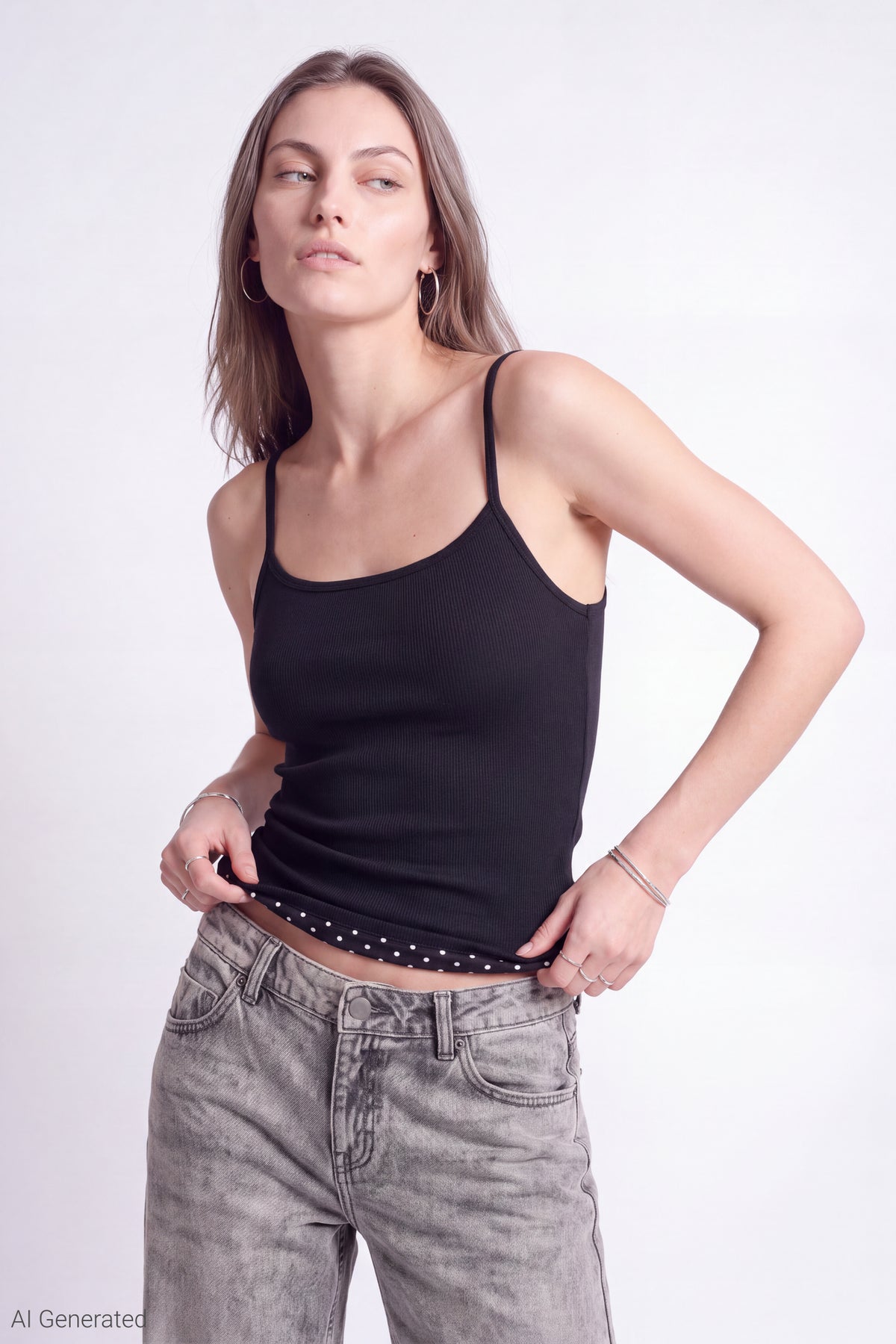 Alt View 2. Reversible Scoop Neck Cami - Black