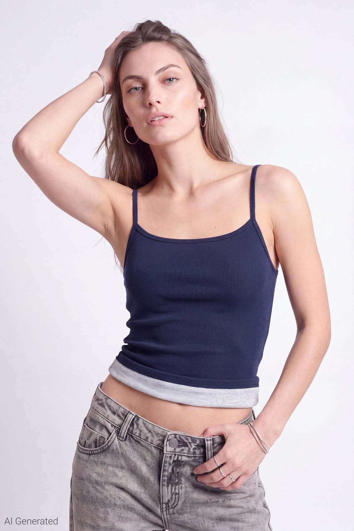 Alt View 2. Reversible Scoop Neck Cami - Heather Grey